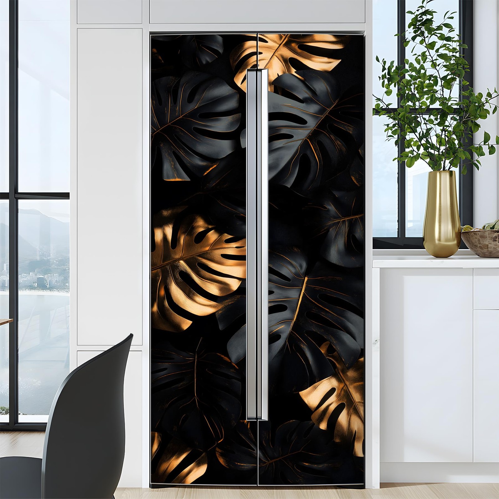 AOHMPT Self-Adhesive Refrigerator Wrap Set – Removable Vinyl Fridge Stickers,…