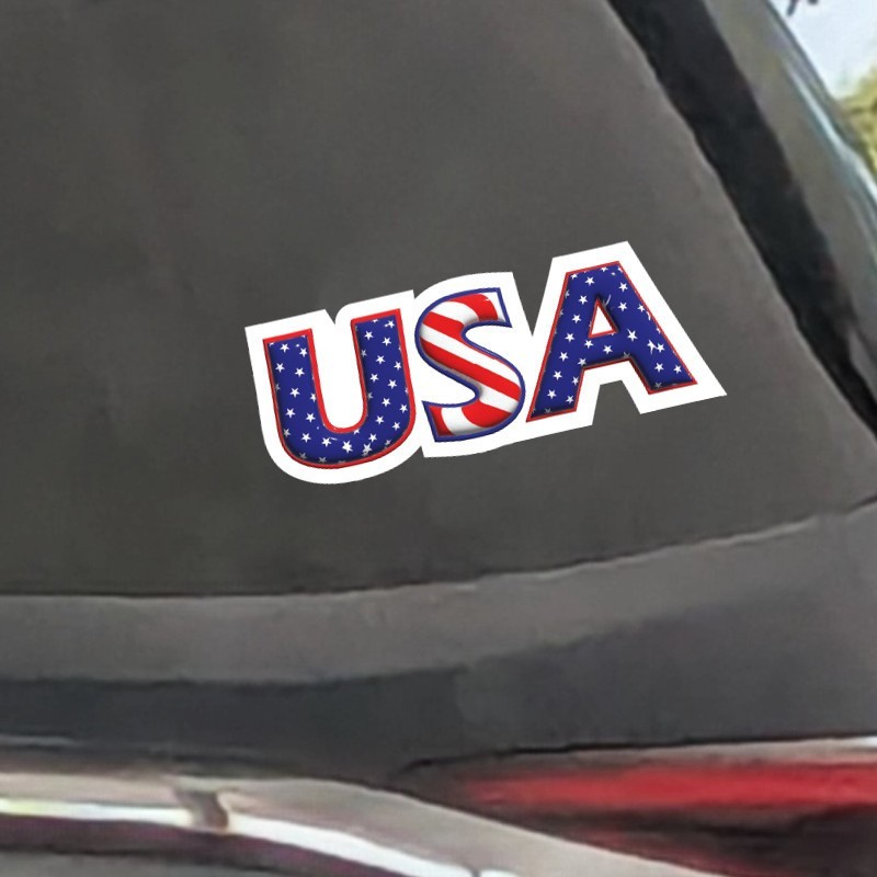 Patriotic USA Flag Letter Vinyl Stickers Red White Blue Decal Car Laptop Bottle