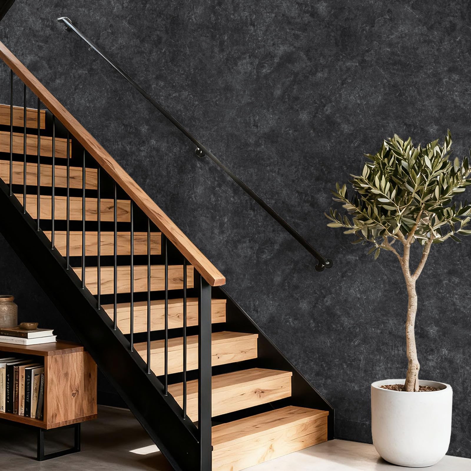 15.7" x 393.7" Concrete Wallpaper Peel and Stick – Grey Wall for Bedroom – …