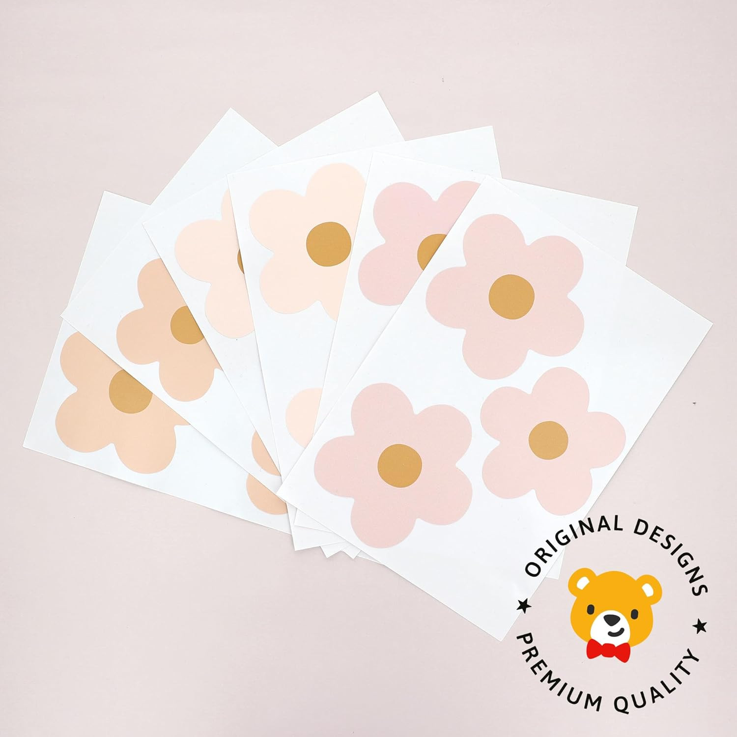 – Daisy Blush Pink Boho Flowers Decals – Easy-To-Apply & Removable Wall Stickers