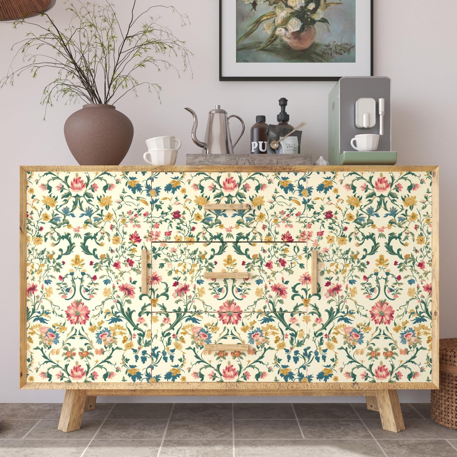 Vintage Floral Wallpaper Peel and Stick, Boho Botanical Tapestry Pattern Self…