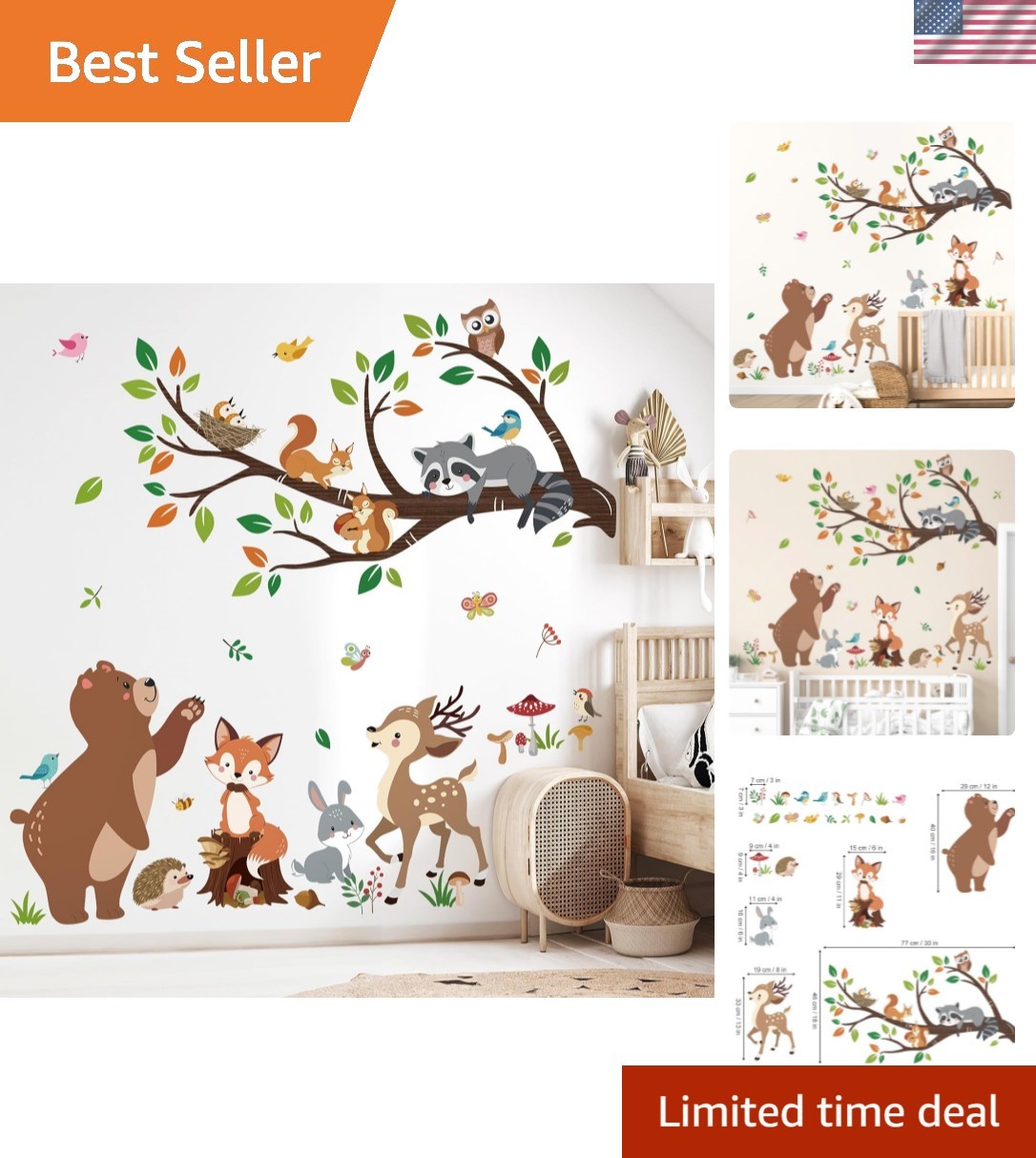 Colorful Waterproof Animal Wall Stickers – Ideal for Nurseries and Bedrooms