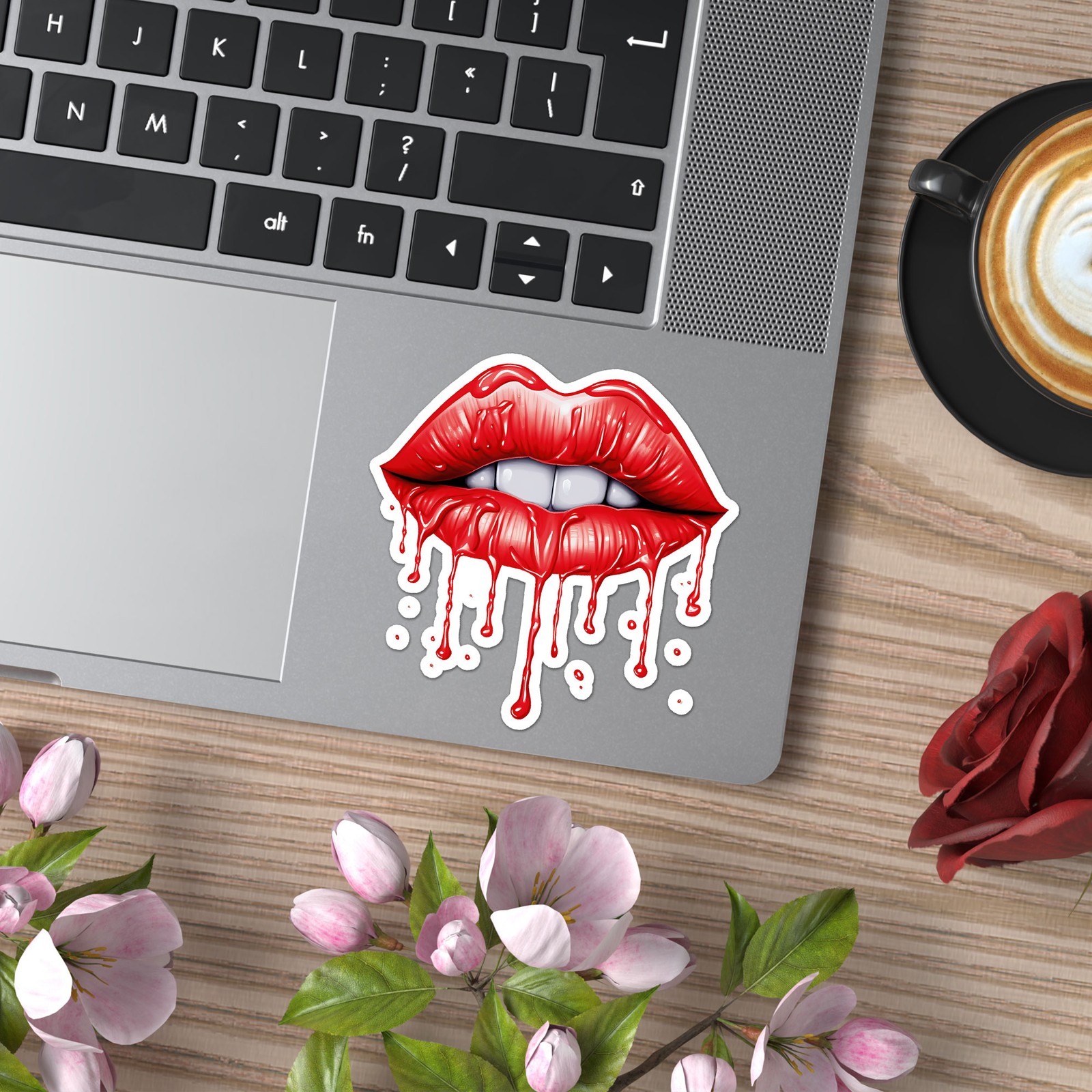 Dripping Red Lips – Vinyl Decal Sticker – Car Window Laptop – ebn11362