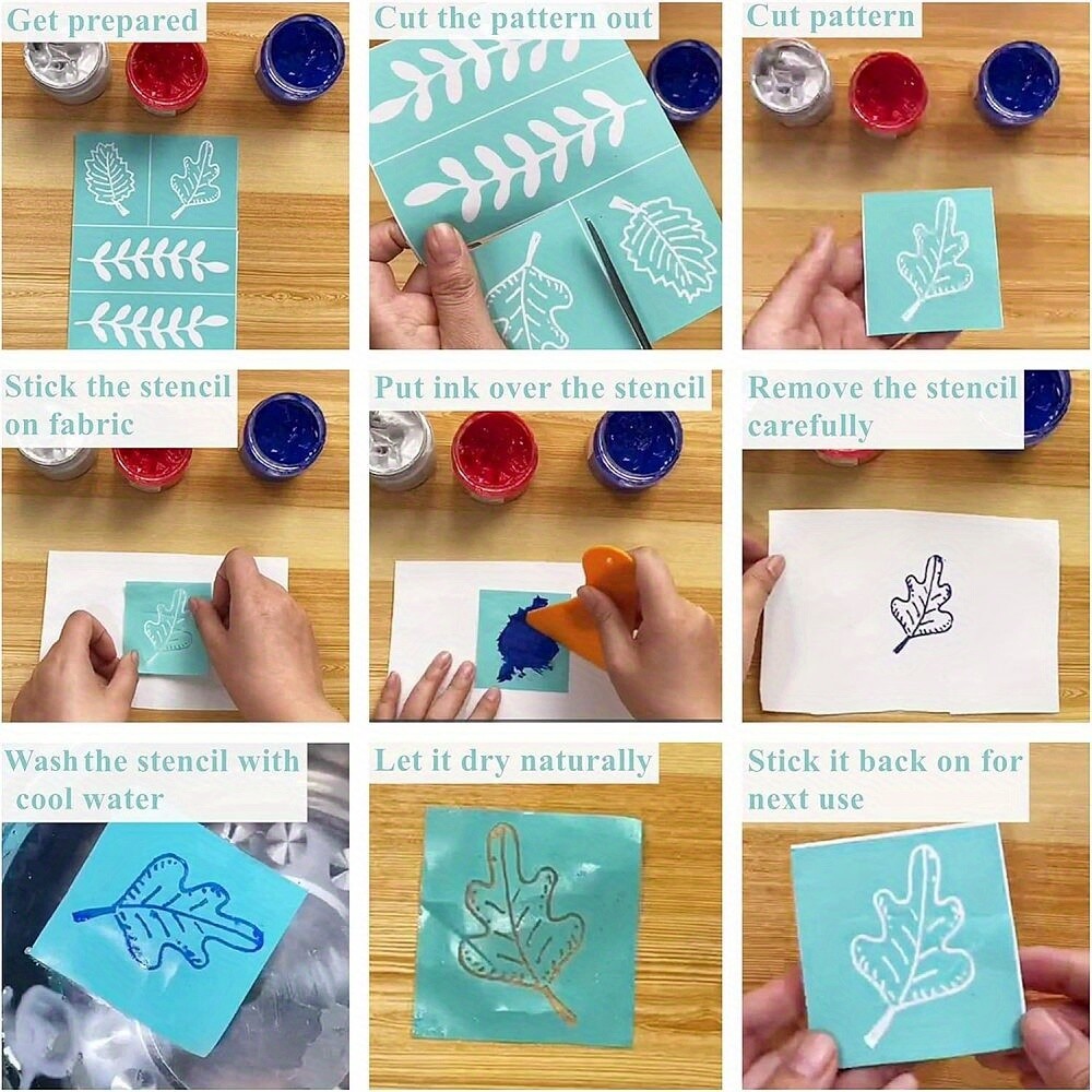 1Sheet Self-Adhesive Silk Screen Printing Stencil Reusable Pattern Stencils