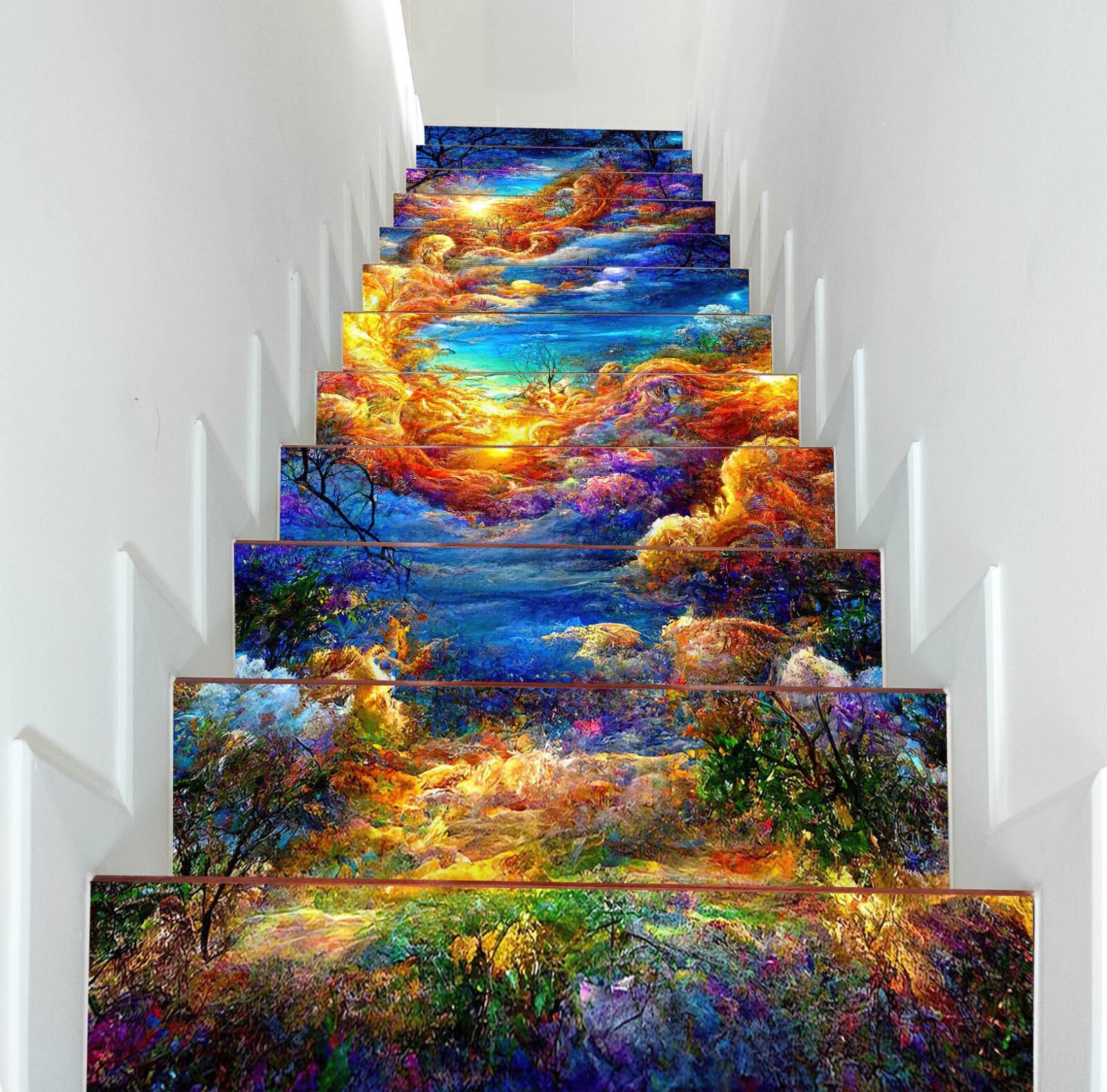 3D Oil Painting W214 Stairs Risers Decoration Photo Mural Vinyl Wallpaper Vera