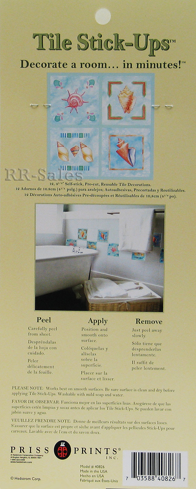 Sea Shells Seashell Tiles Bath 12 Tile Cover Stick Ups Appliques Instant Repair