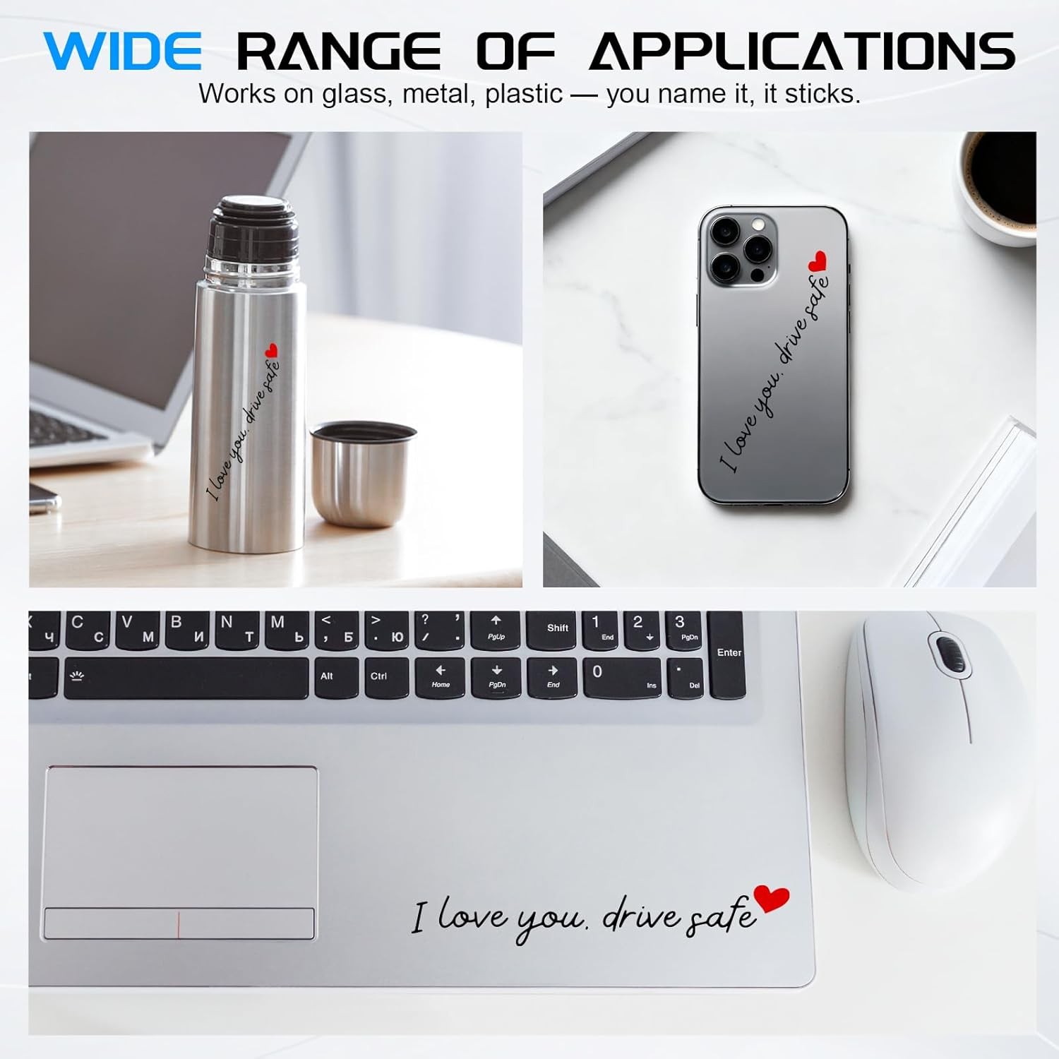 4PCS Rearview Mirror Stickers – I Love You Drive Safe Car Decals