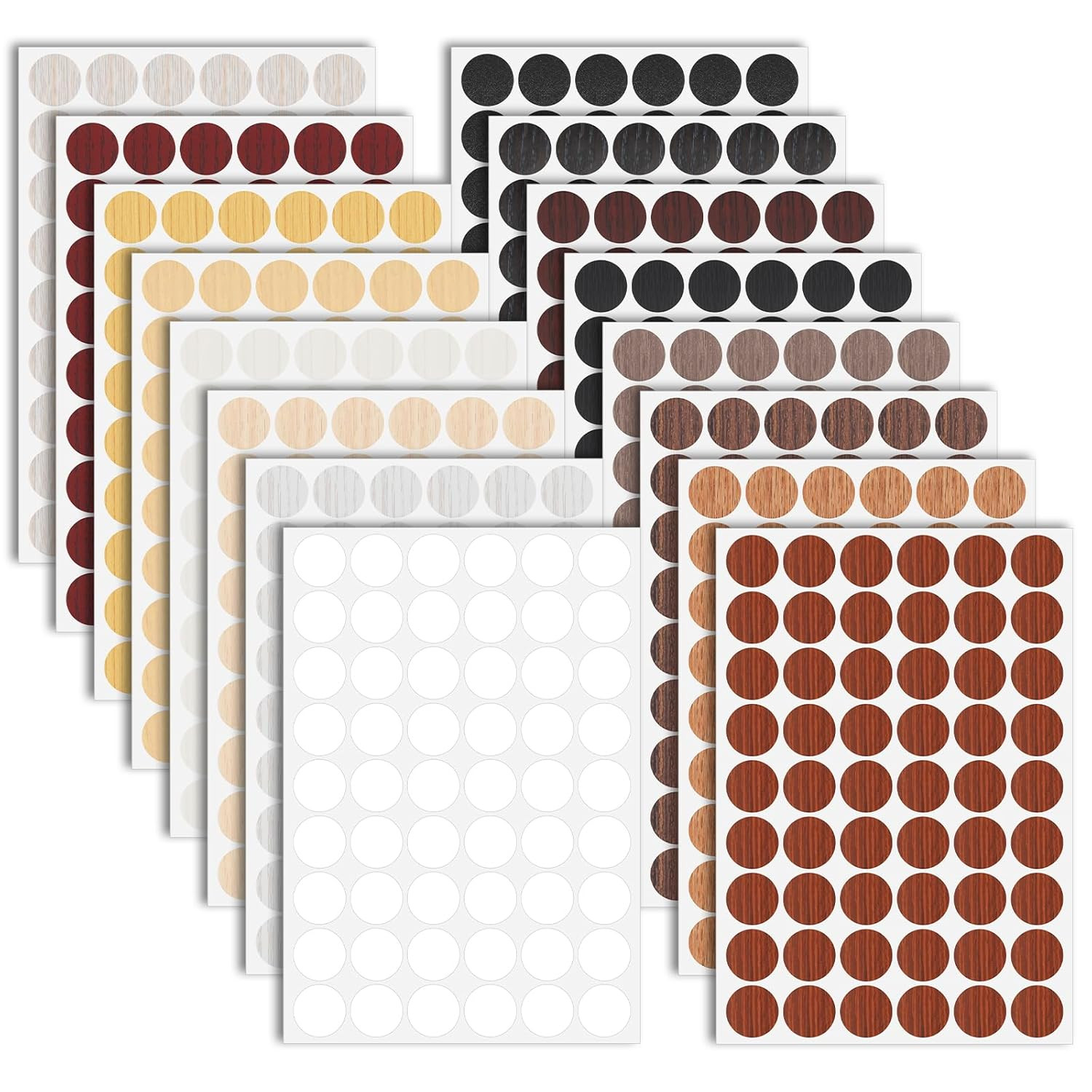 864 Pcs Wood Stickers for Furniture Adhesive 21Mm (0.83 Inches), Basic Color
