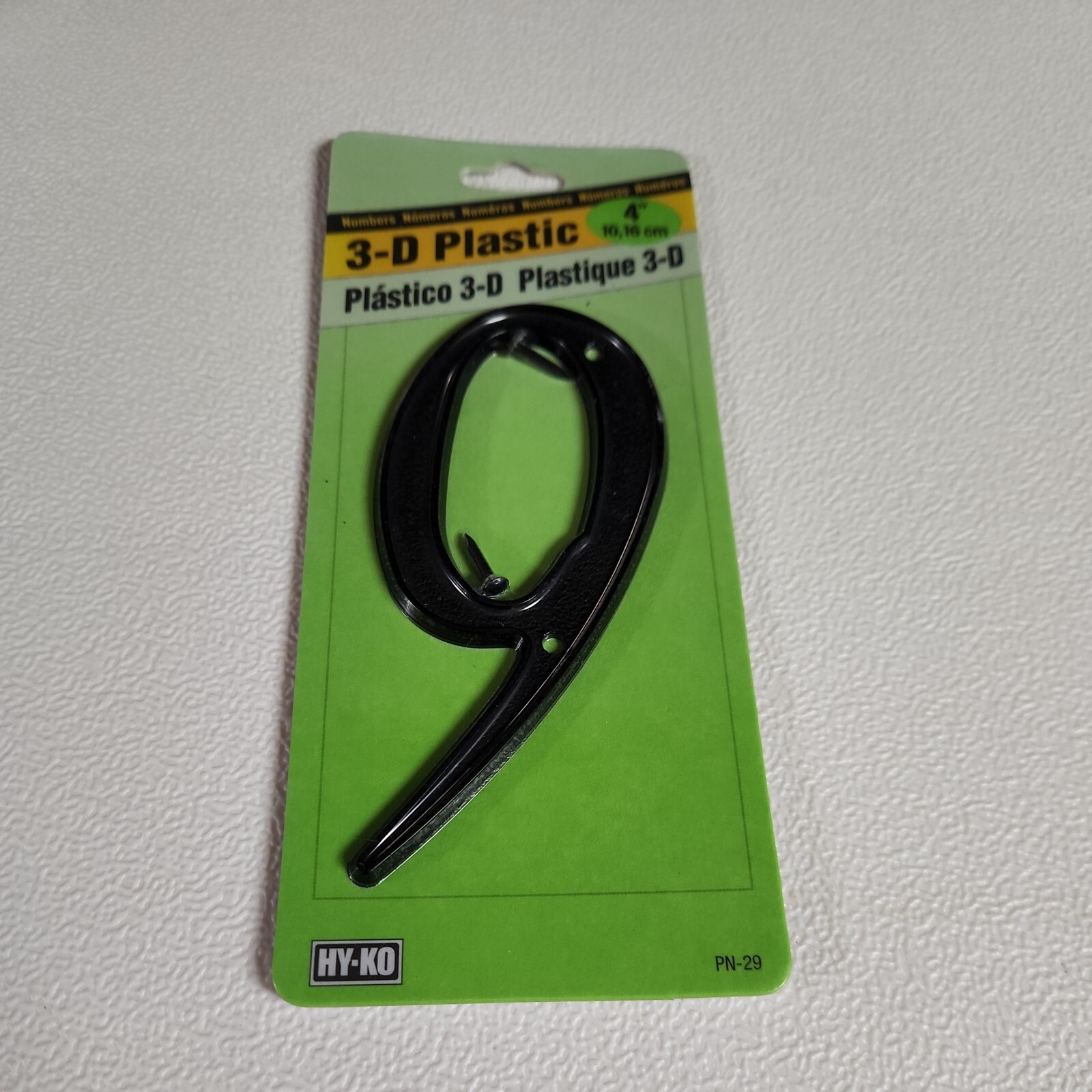 Hy-Ko 3-D Black Plastic House Number 9 Weather Resistant PN-29/9 4"