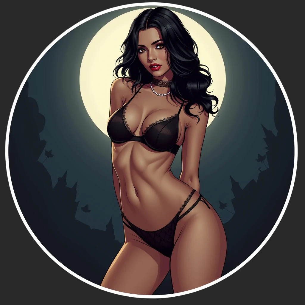 Pinup girl sticker vinyl decal lunar glow lingerie hourglass pose