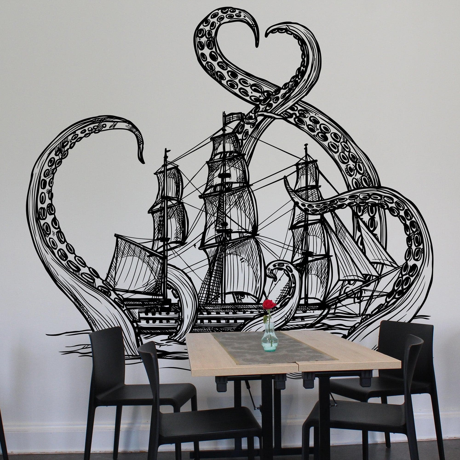 Beach Nautical Theme Fantasy Kid's Room Decor. Kraken Octopus Wall Decal Sticker