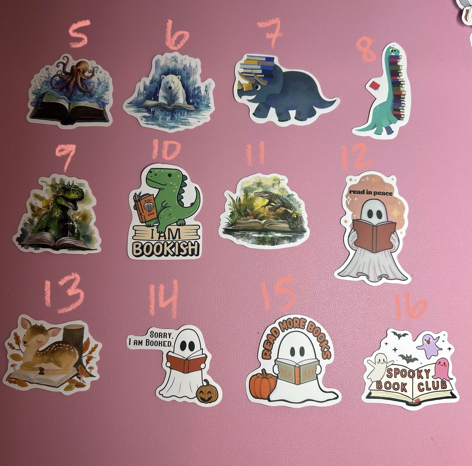 Animals And Ghosts Reading Books Stickers