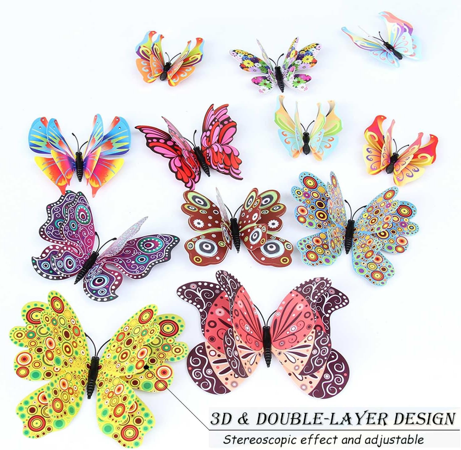 Butterfly Wall Decor 24/48 PCS, 3D Butterflies Stickers for Party Decorations wi
