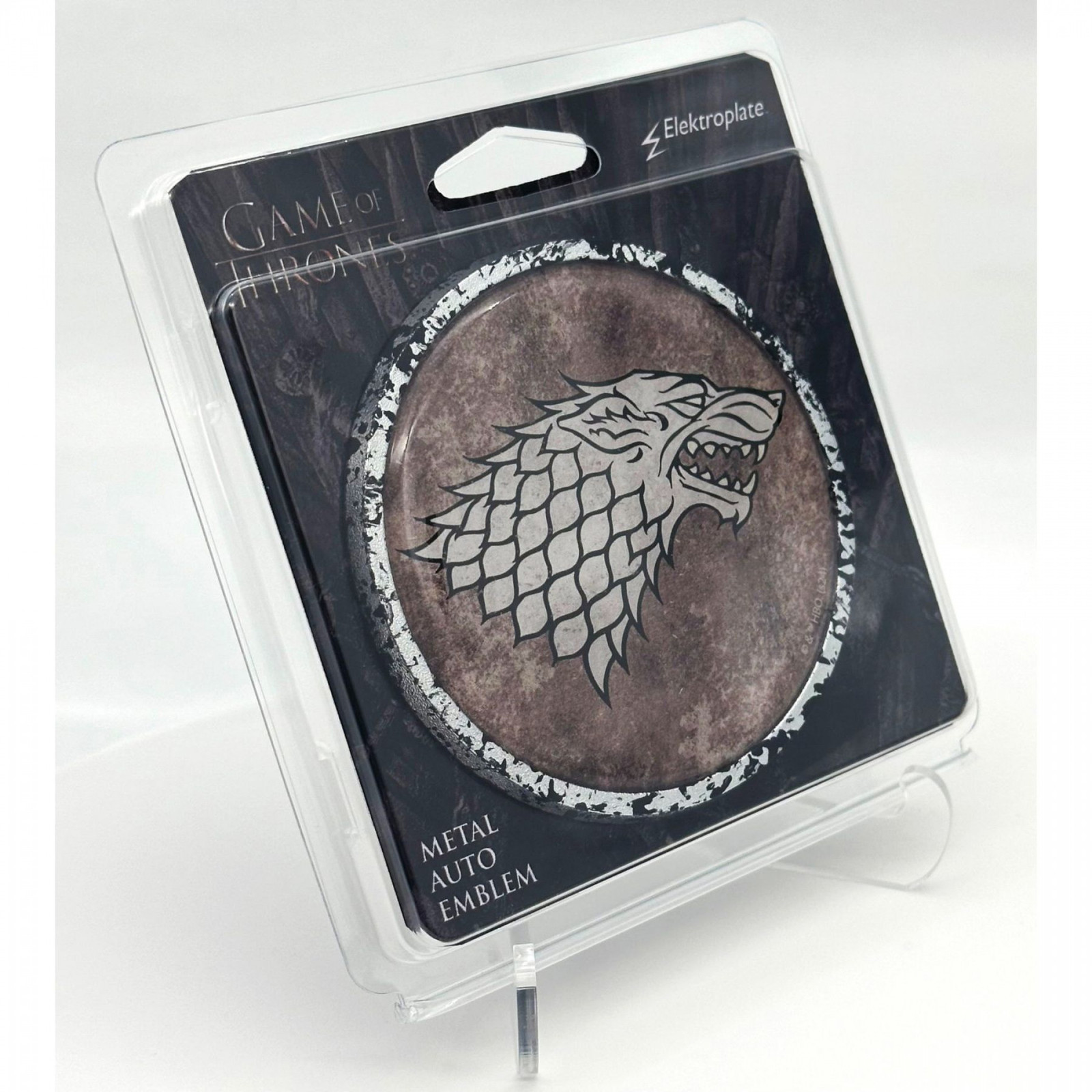 Game of Thrones House Stark Distressed Chrome Metal Car Emblem Multi-Color