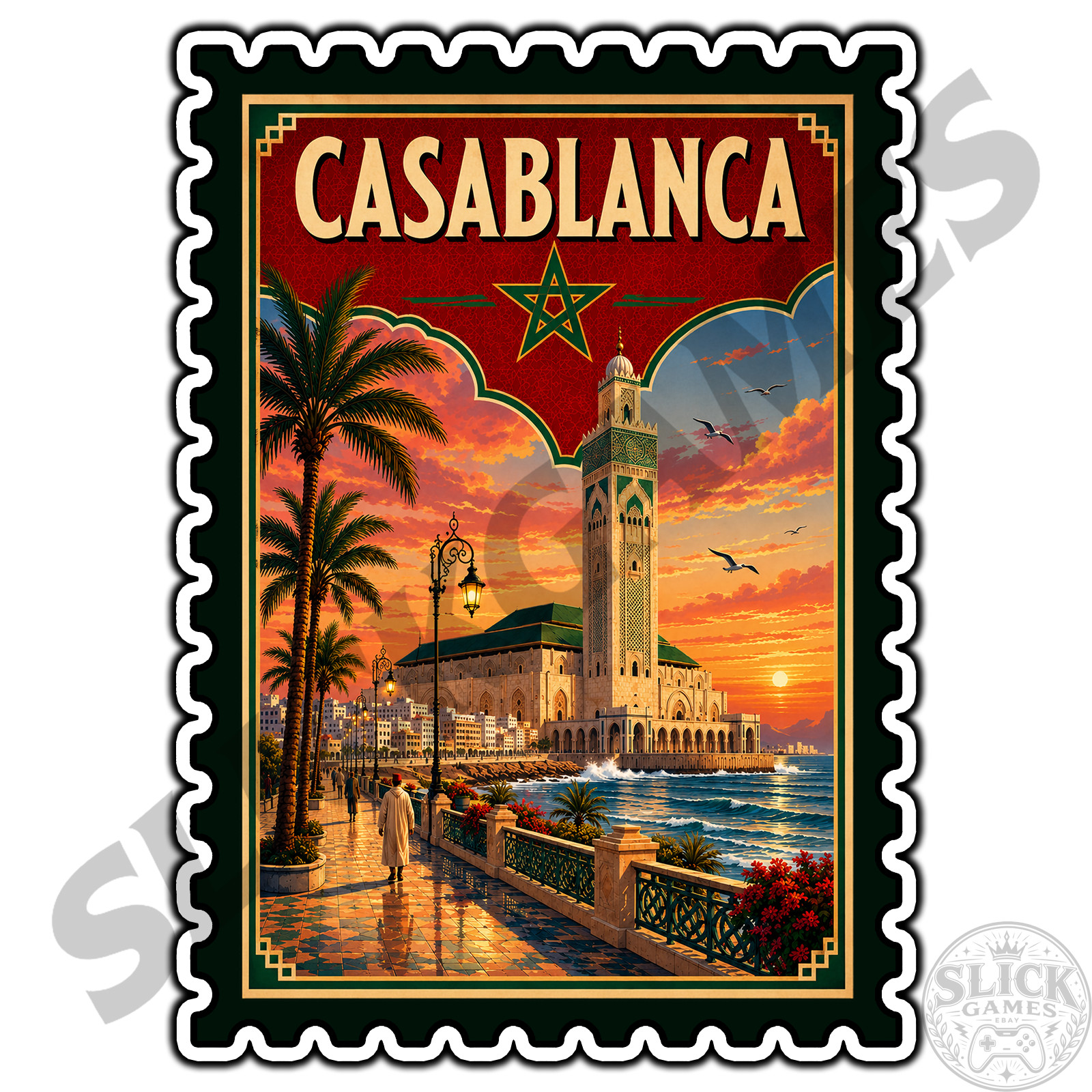 Casablanca Morocco Travel Postage Stamp Sticker #1 Waterproof Vinyl Decal DieCut