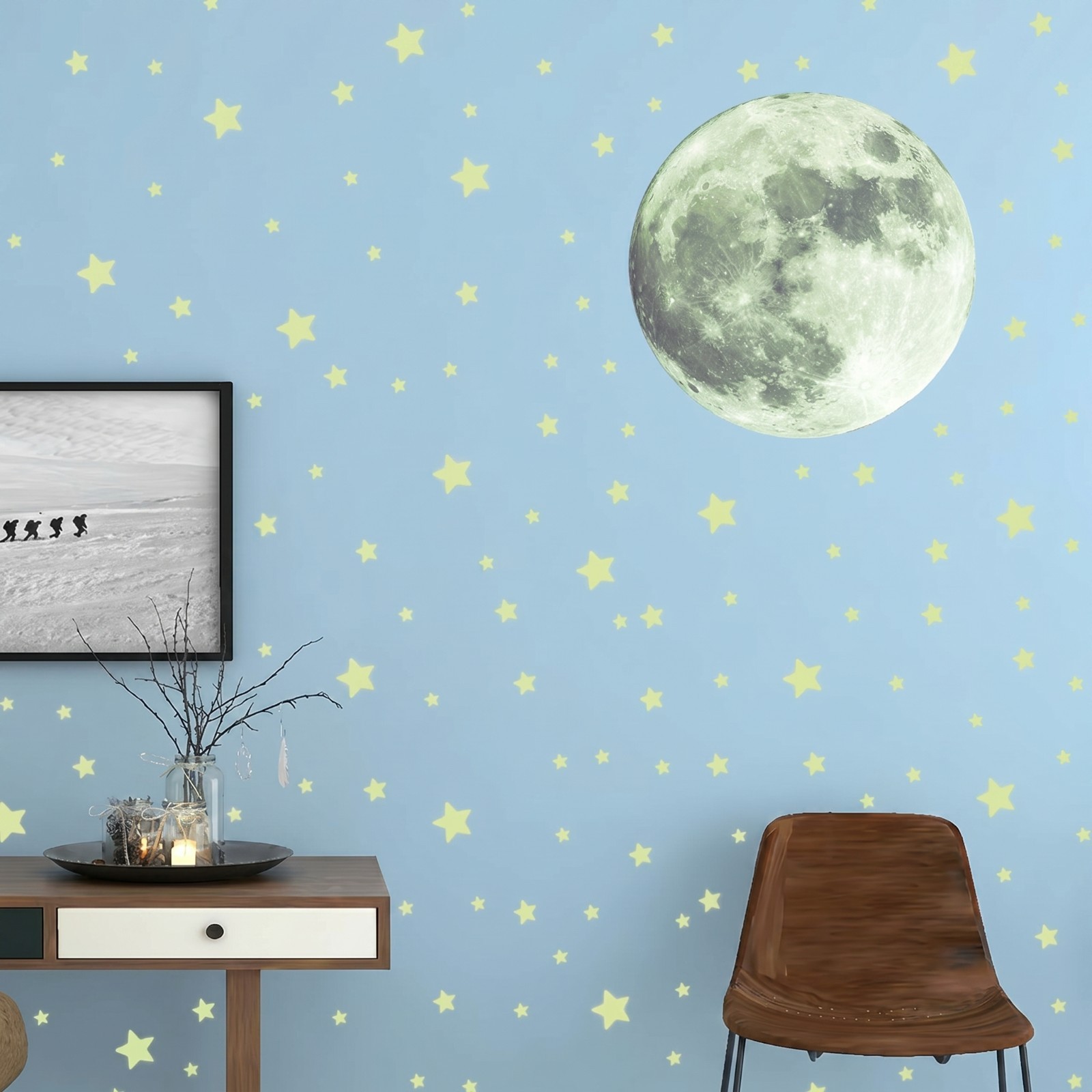 Glow in the Dark Stars Moon Wall Stickers Kids Bedroom Ceiling Decor 103 Pcs Set