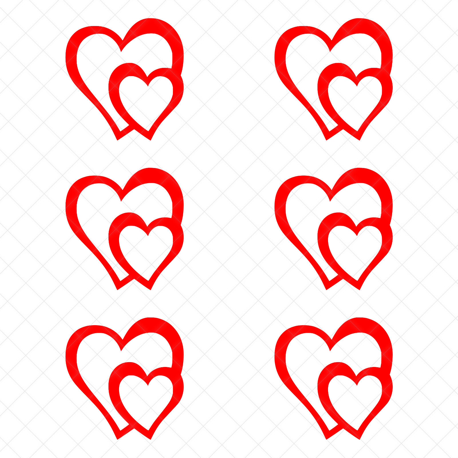 Double Heart Sticker Set (6) | Love Decals for Cars Laptops | Valentine's Day