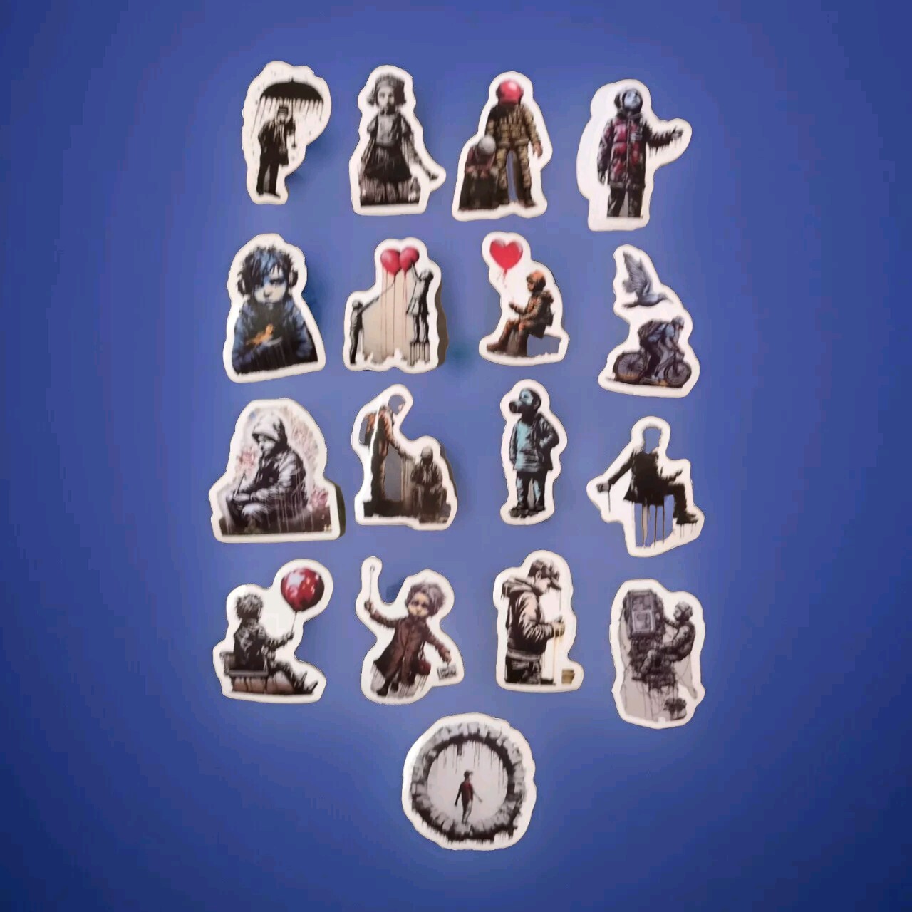 17 Pc. Banksy Art Sticker Pack -White – Waterproof – Street Art – France