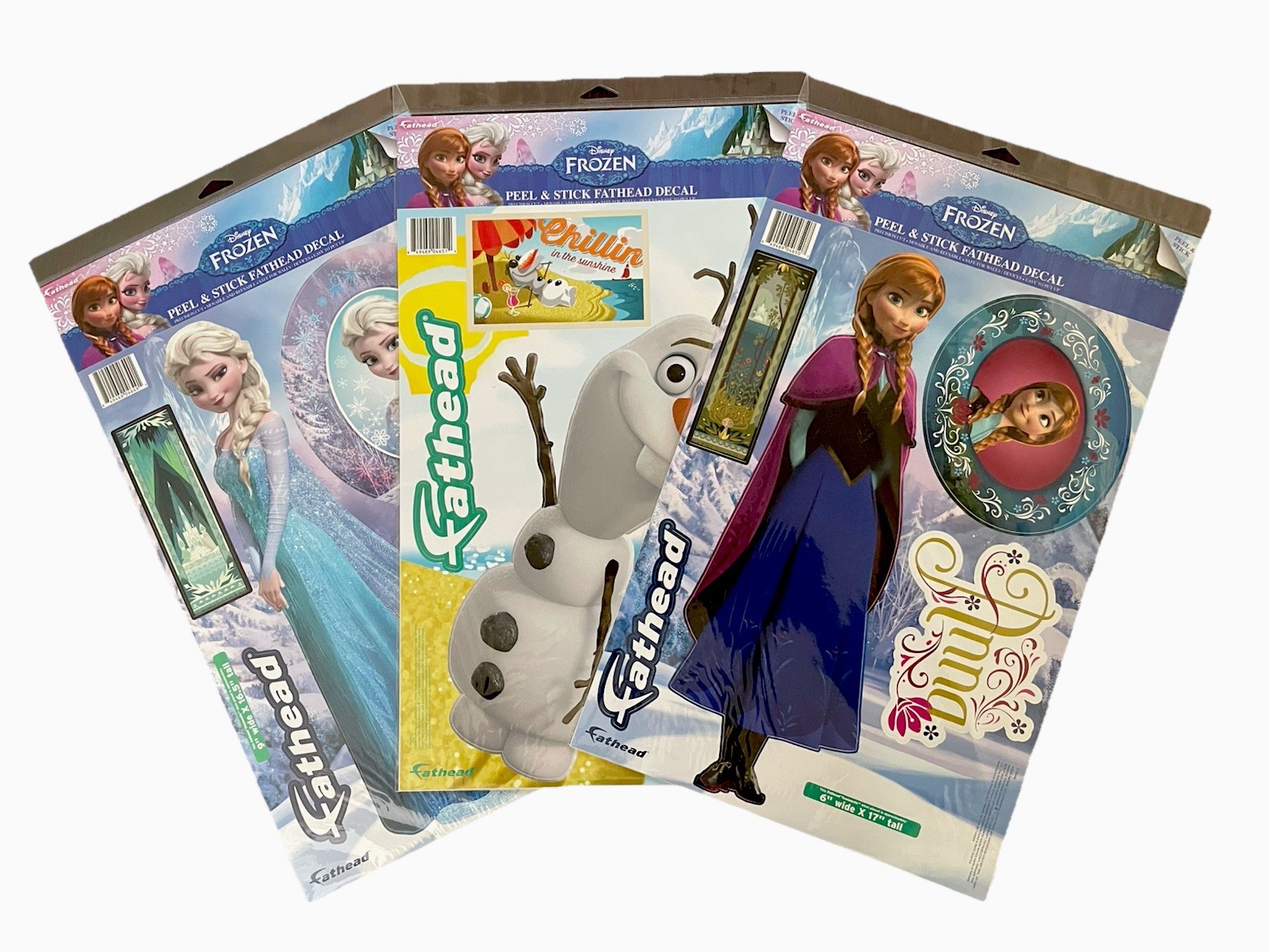 Disney Frozen Fathead Peel & Stick Wall Decal Set Elsa Anna Olaf Room Decor New