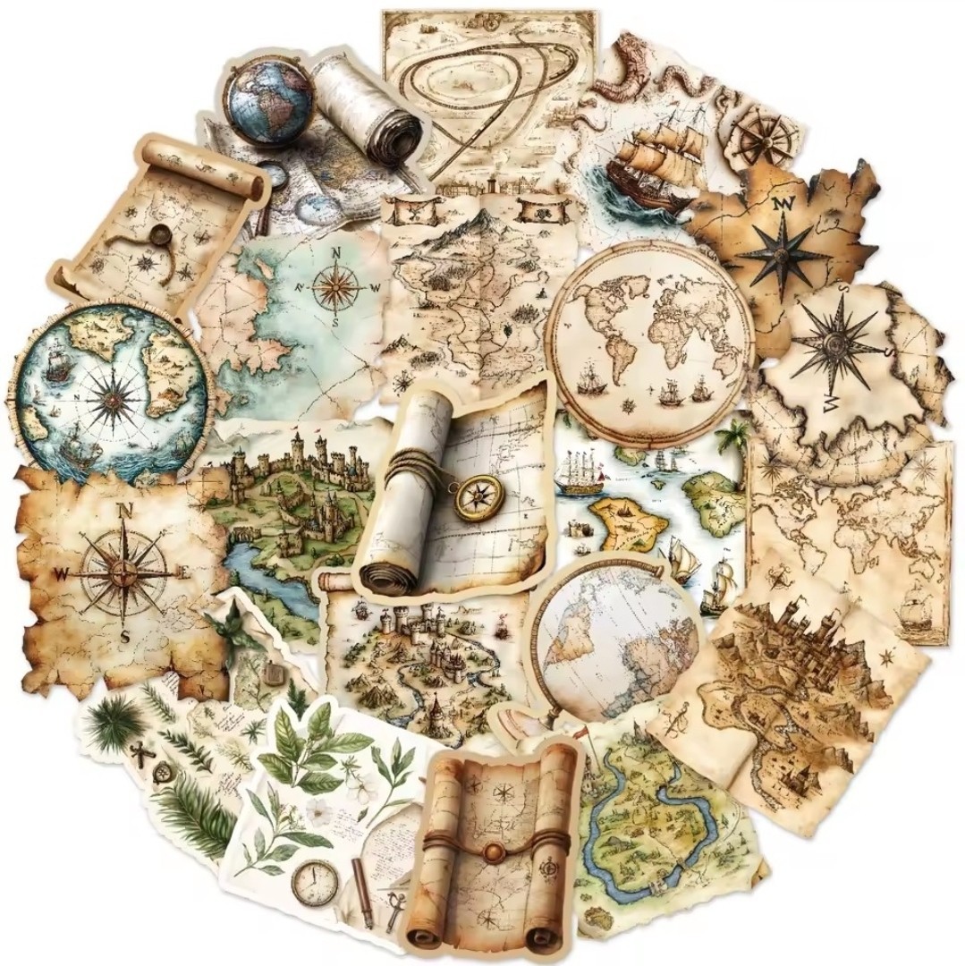 10 pc Vintage World Map Travel Sticker Set Collectible Stickers ST10