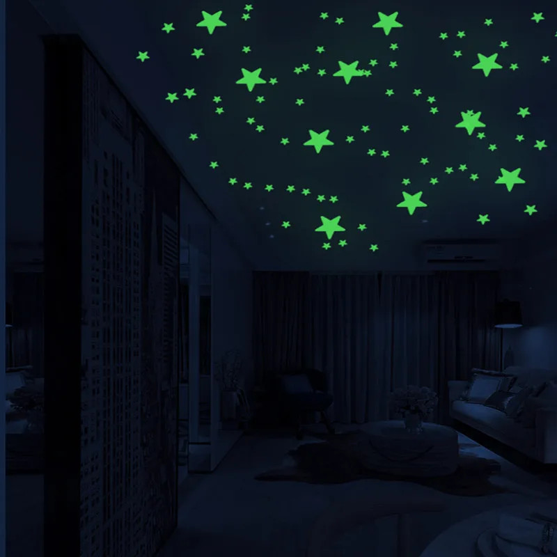 Luminous Wall Stickers for Kids Rooms Dots Stars Ceiling Wall Decals Glowing Sti