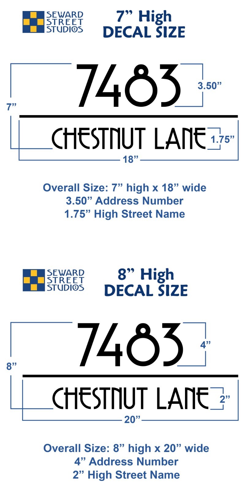 Reflective Address Number & Street Name Decal, Personalized Custom – 1326R-WT