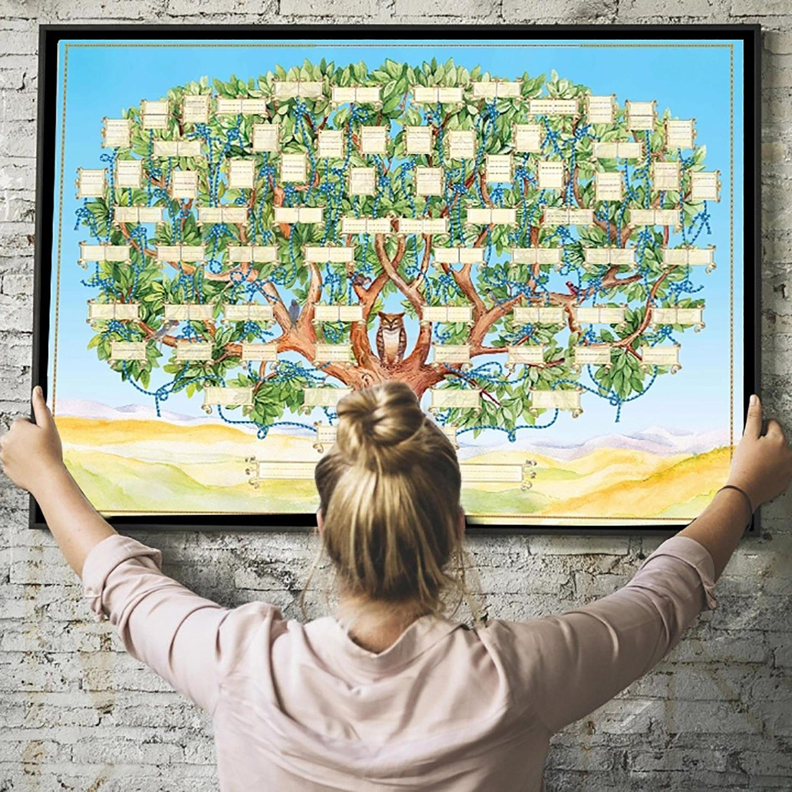 Family Tree Diagram Genealogy Blank Fillable Chart Wall Hanging Decor Poster