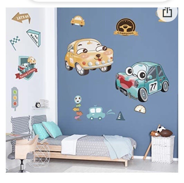 Nursery/Kids Bedroom Wall Decal Decor – Cartoon Cars – Fantasy cute – Removable