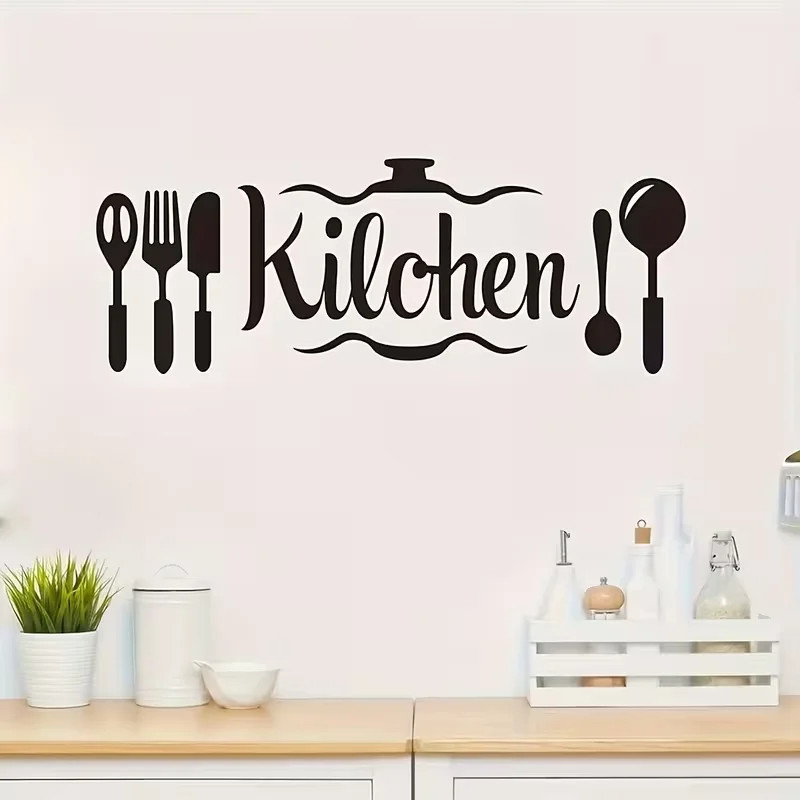 Kitchen Creative Black Utensil Wall Stickers Dining Room and Kitchen Wall Decals