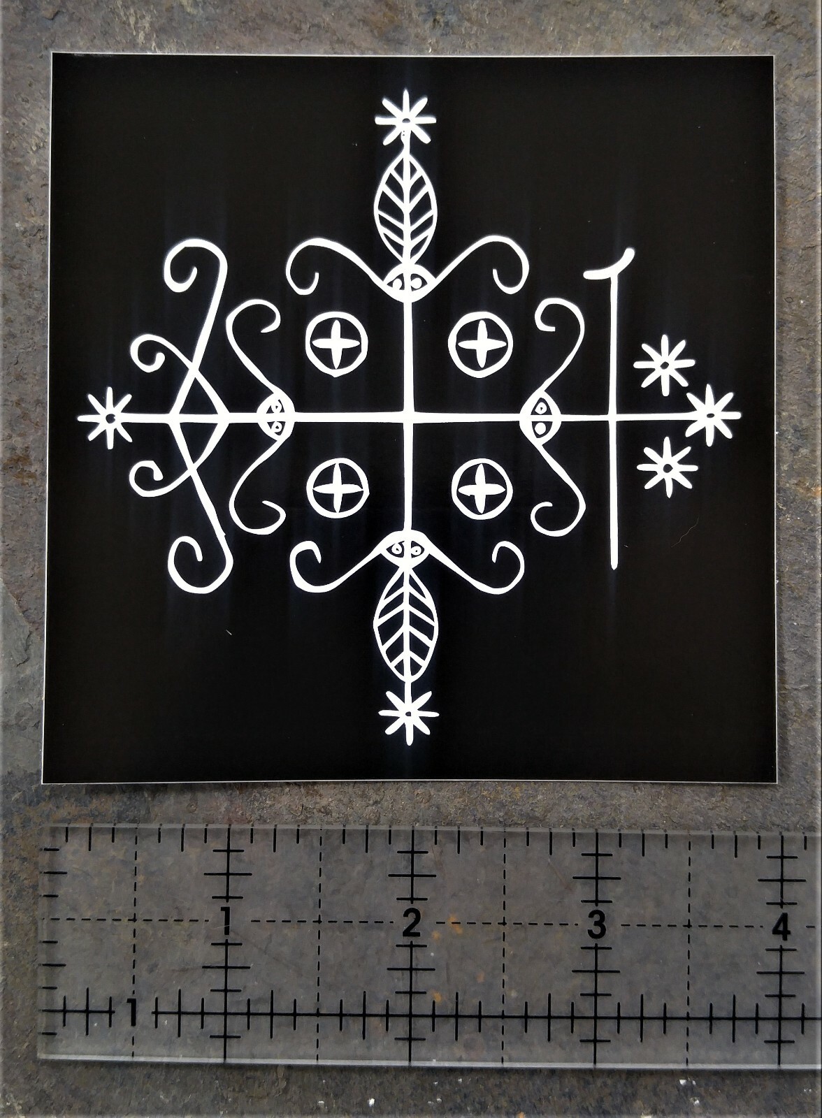 4×4" Papa Legba Voodoo Veve VINYL Sticker – Pentagram Occult Gothic Bumper Car