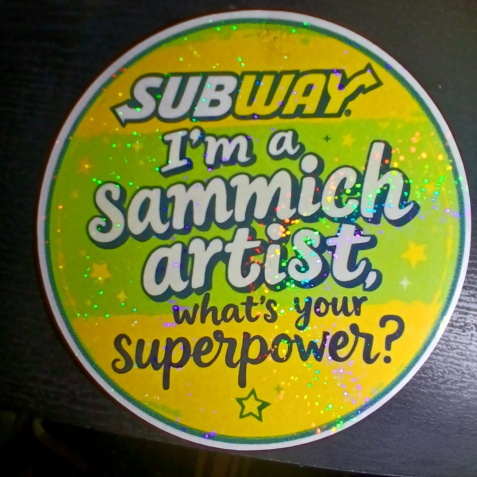 Subway Employee Holographic Sandwhich Artist Vinyl Glitter Sticker