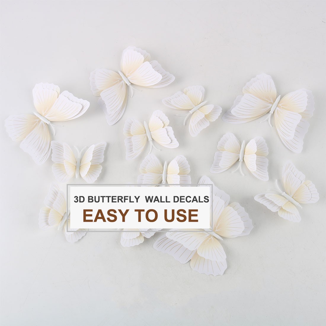 12pcs 3D Butterfly Wall Stickers Fresco Stickers for Room White