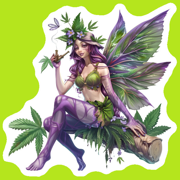 Stoner Fairy Decal Marijuana Vinyl Sticker 420 Weed Gift Whimsical Fairycore