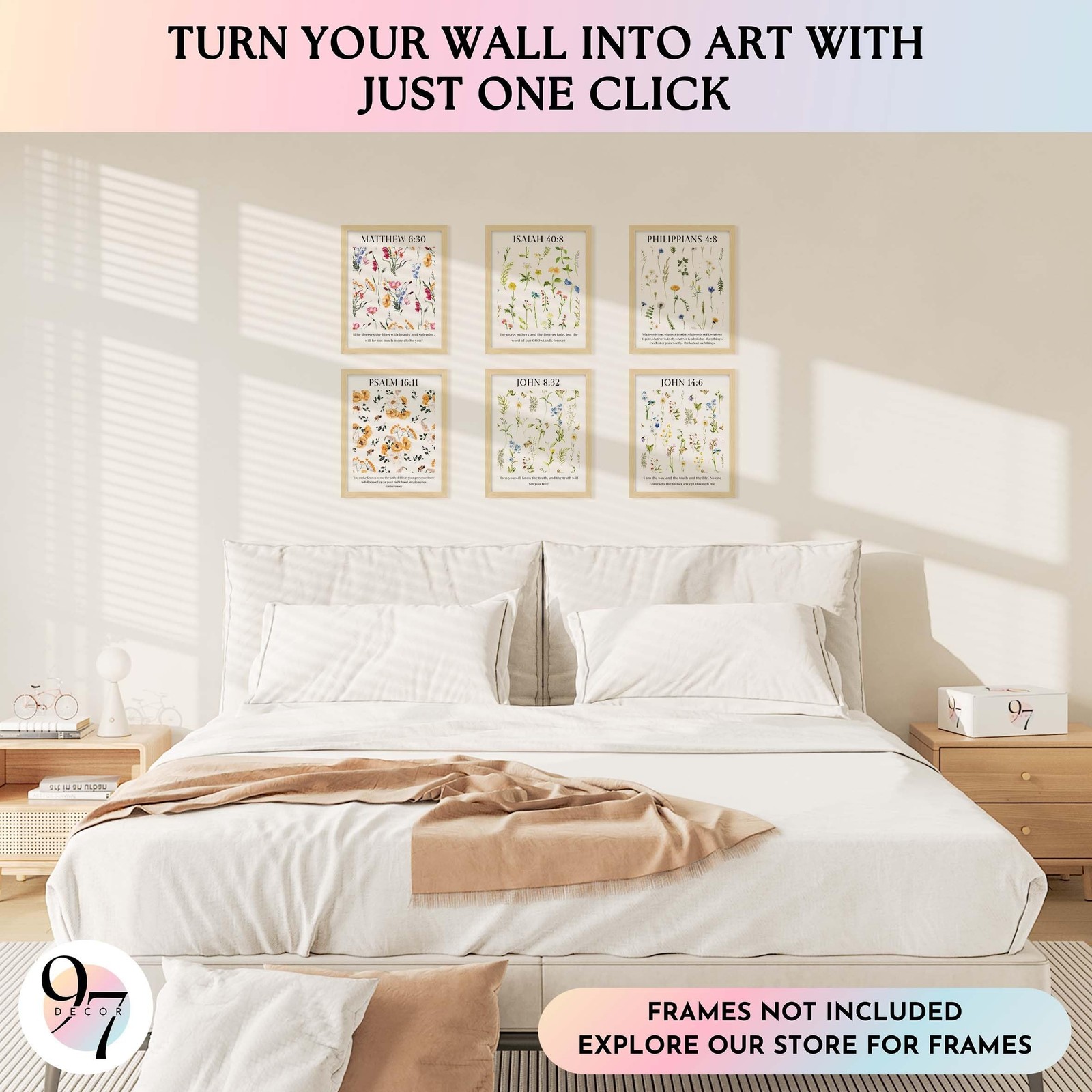 97 Decor Floral Christian Wall Art Prints – Floral Bible Verse Poster, Flower…