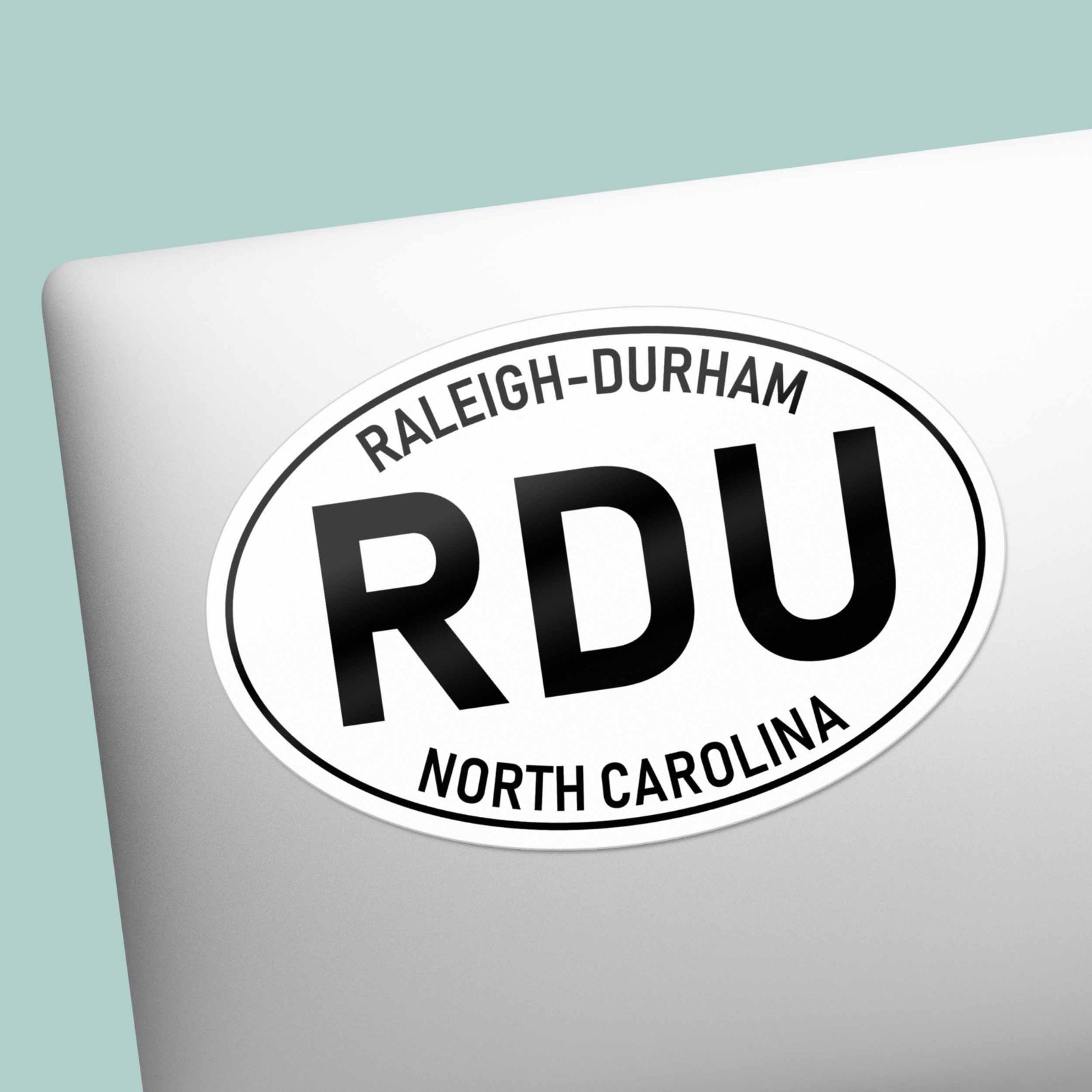 Raleigh Durham North Carolina RDU White Oval Bumper Sticker – Cool NC Decal