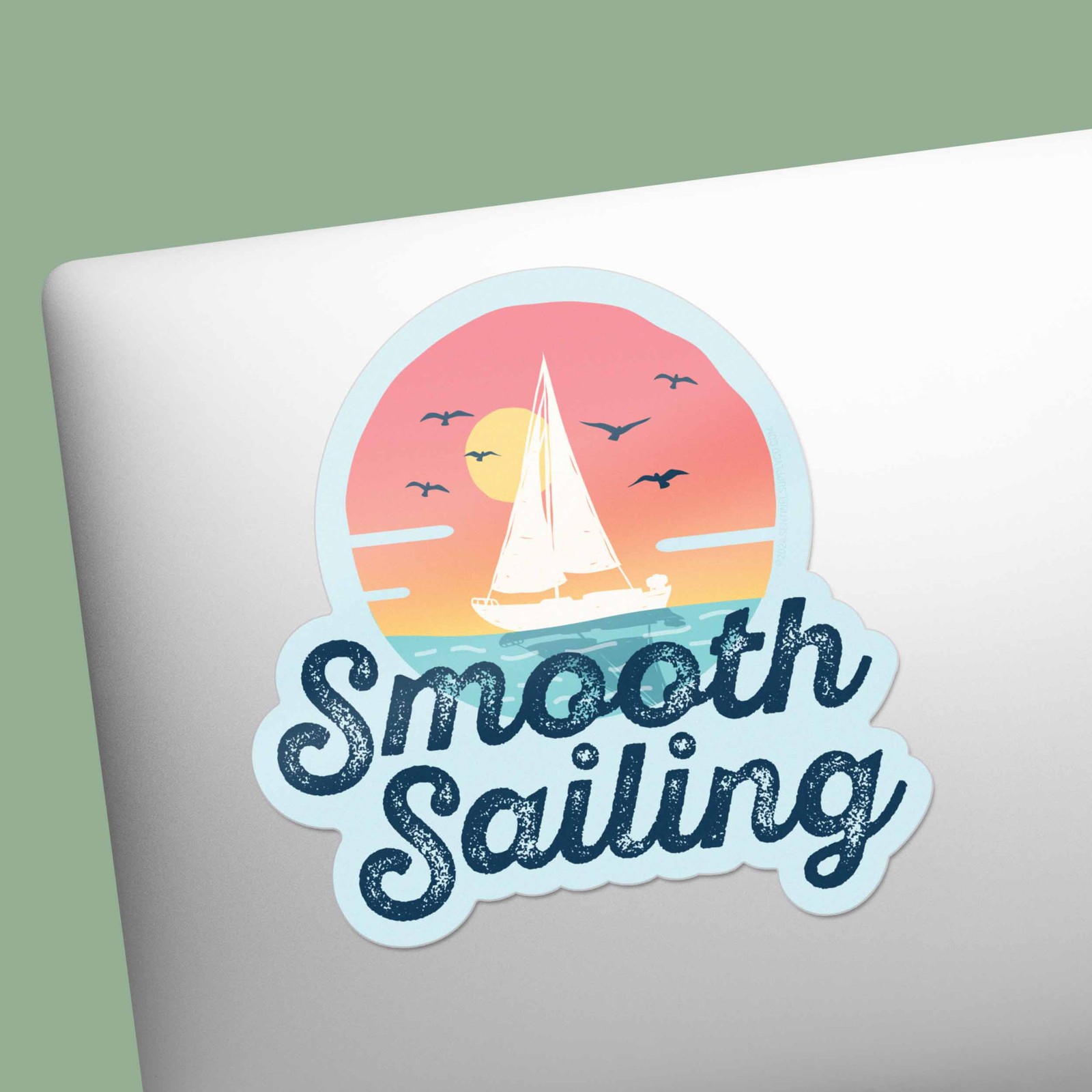 Smooth Sailing Boat Sticker- Fun Decal for Water Bottle & Laptop