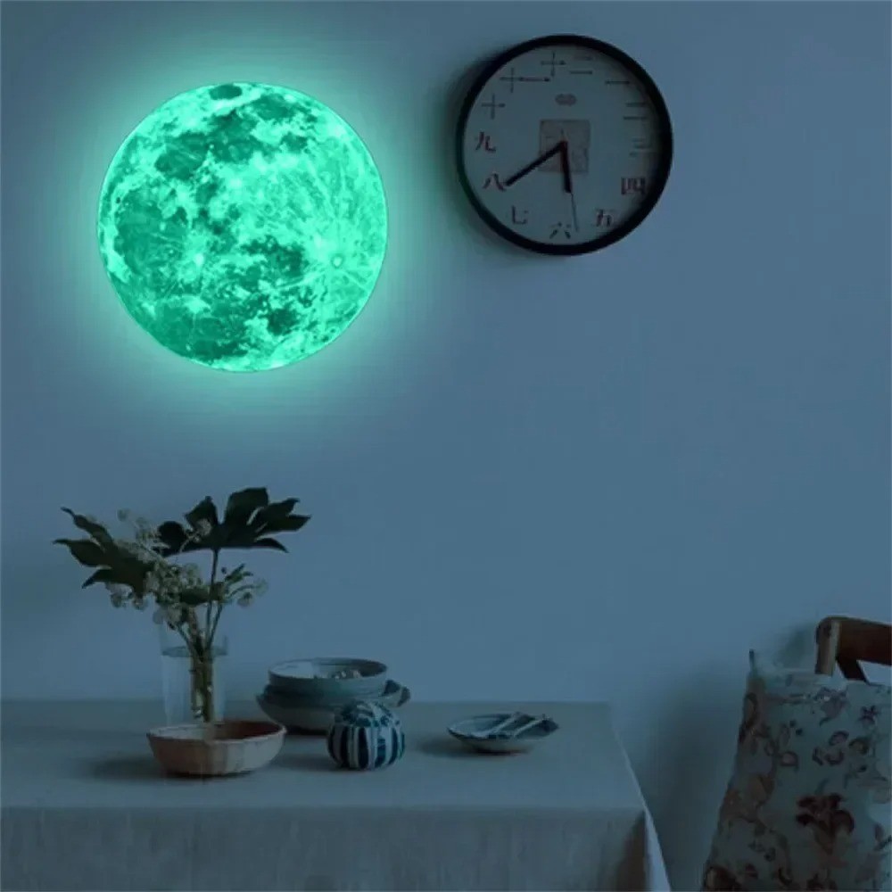 Creative 3D Large Moon Glow In The Dark Fluorescent Wall Sticker