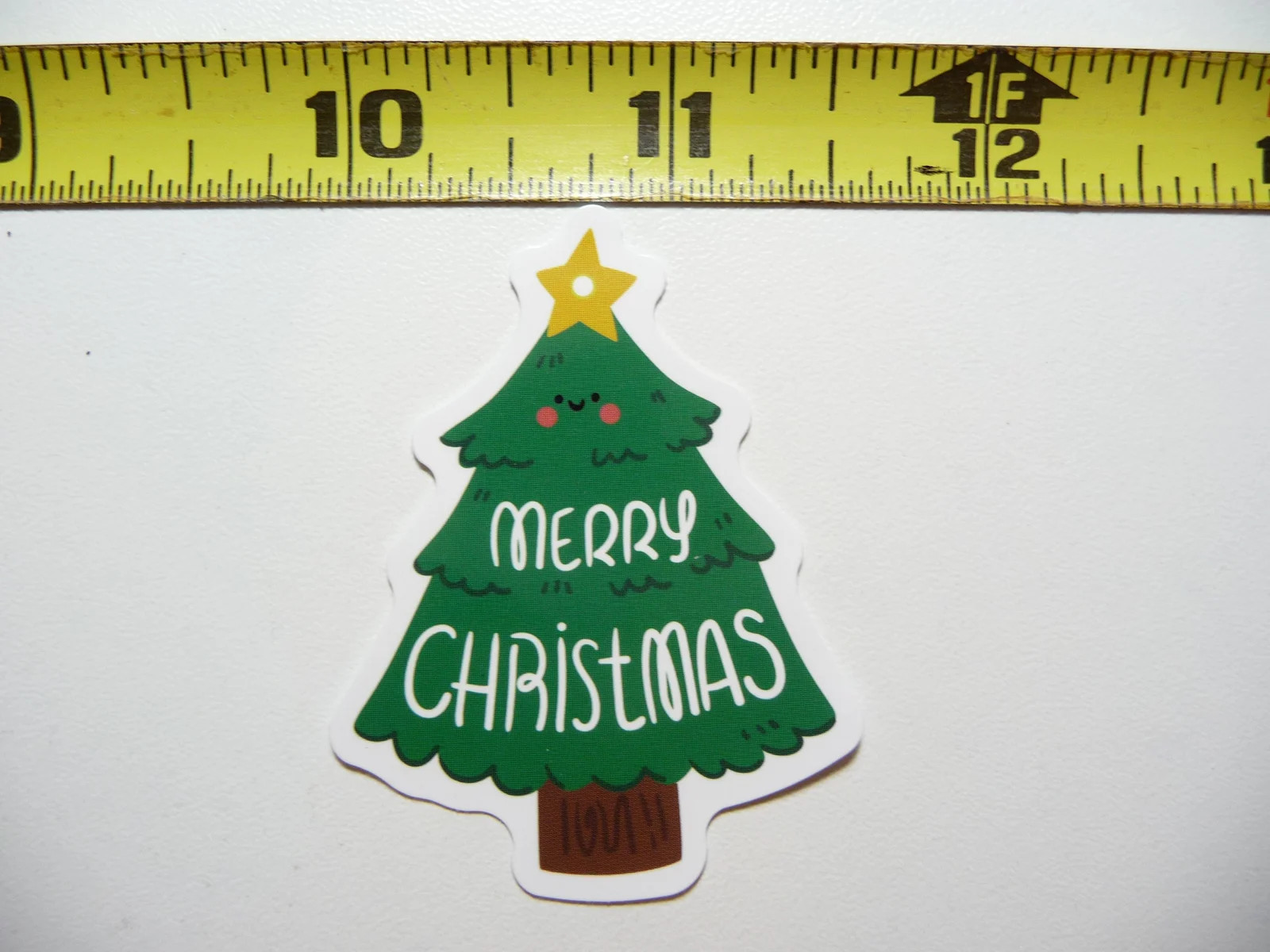 MERRY CHRISTMAS CIRCLE STAR TREE SMALL STICKER DECAL WINTER HOLIDAYS CHRISTIAN