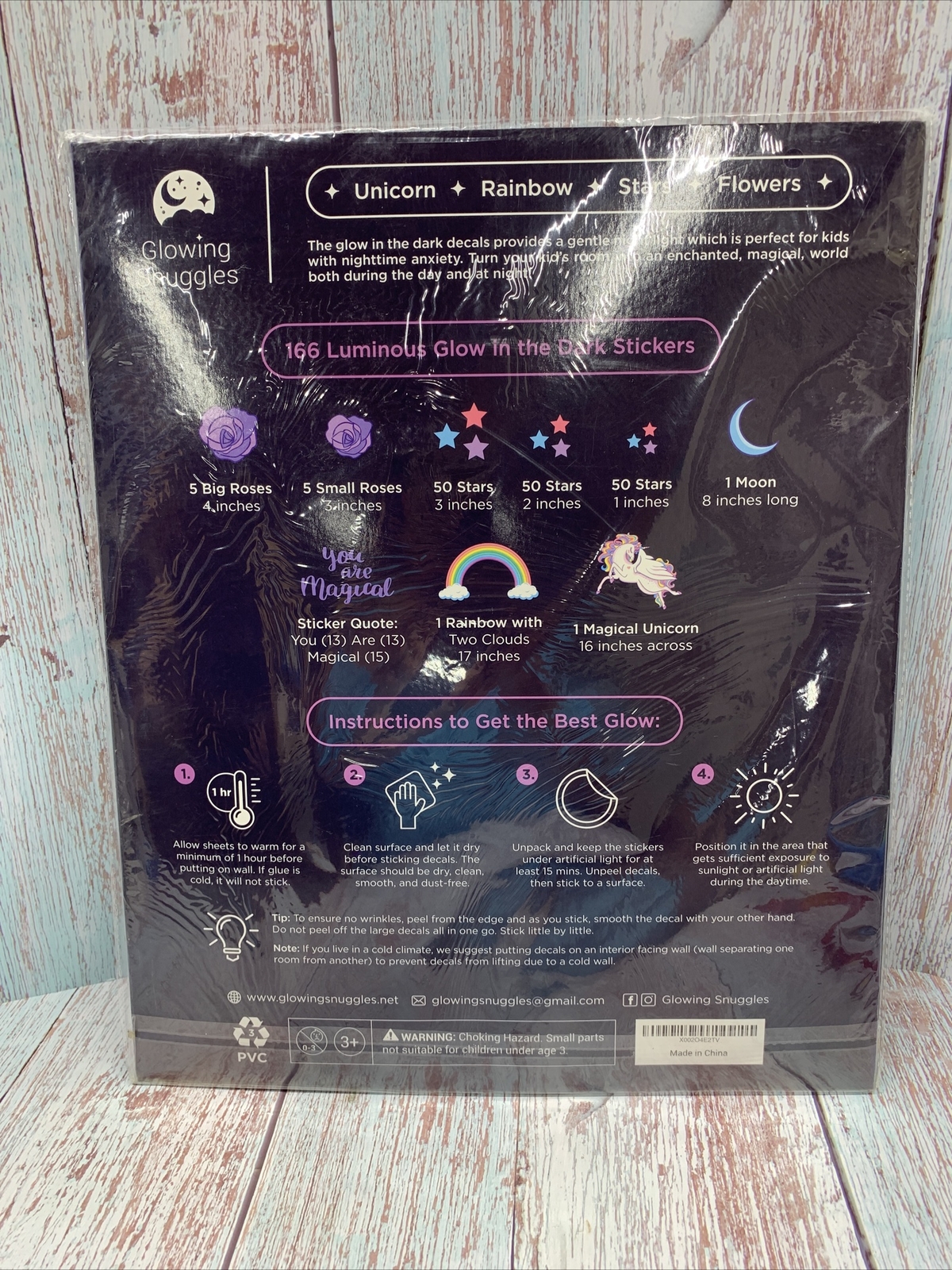 Unicorn & Stars Glow In The Dark Wall Stickers For Kids Baby Bedroom NIP