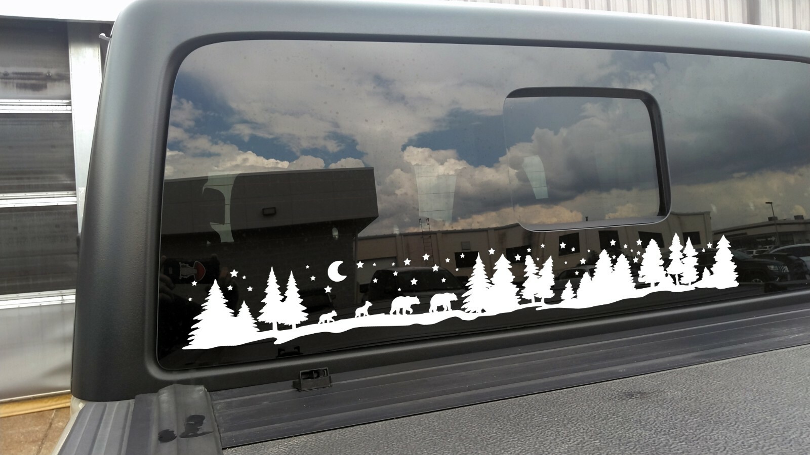 Bear Family of 4 Moon Scene Vinyl Decal V5 | Forest Stars RV Graphics Sticker