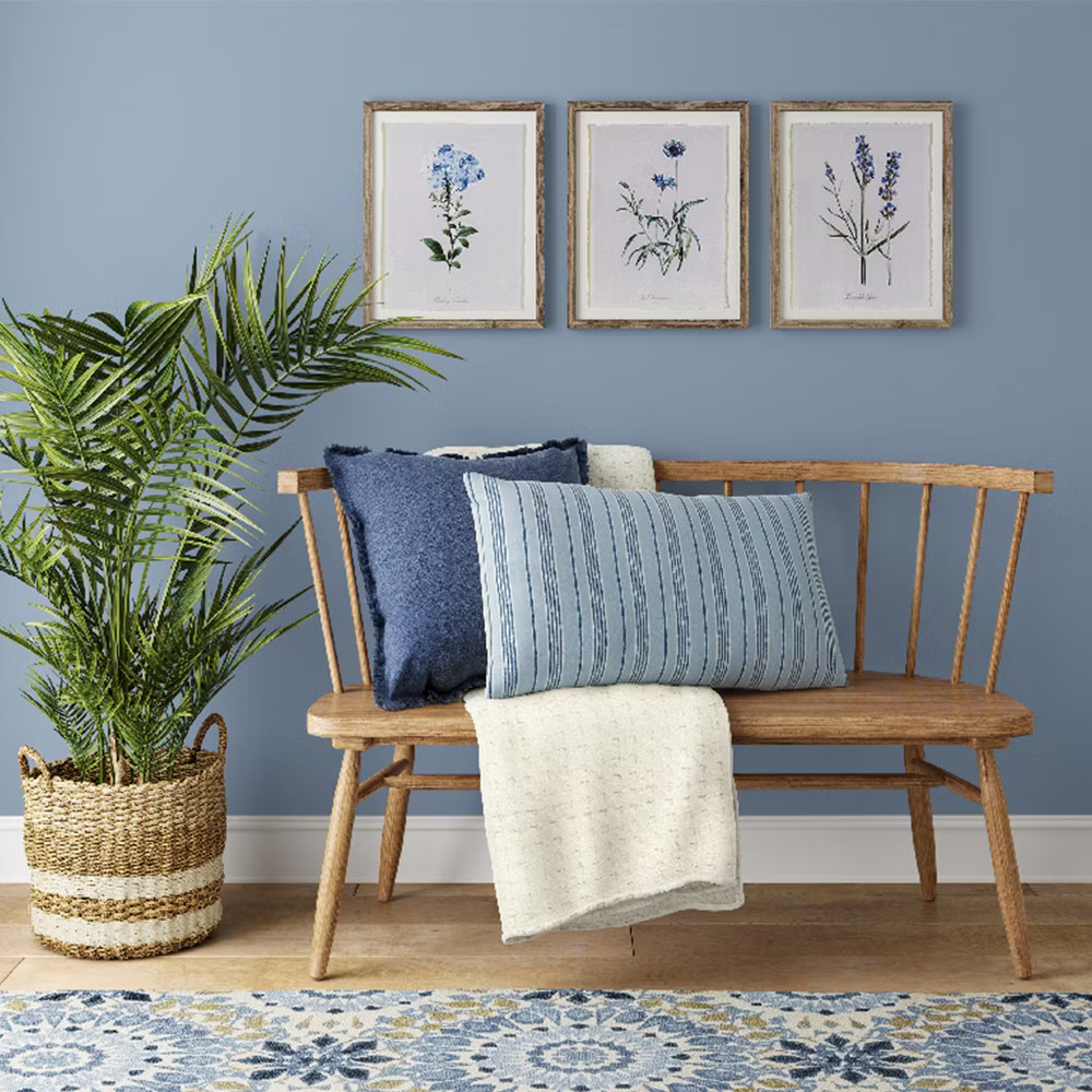 (Set of 3) 16"x20" Framed Vintage Botanicals Decorative Wall Art Natural/Blue –