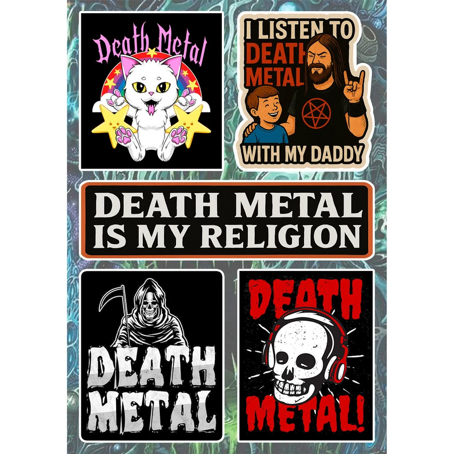 Death Metal Stickers Brutal Grindcore Goregrind Heavy Metal Skull Reaper Decals