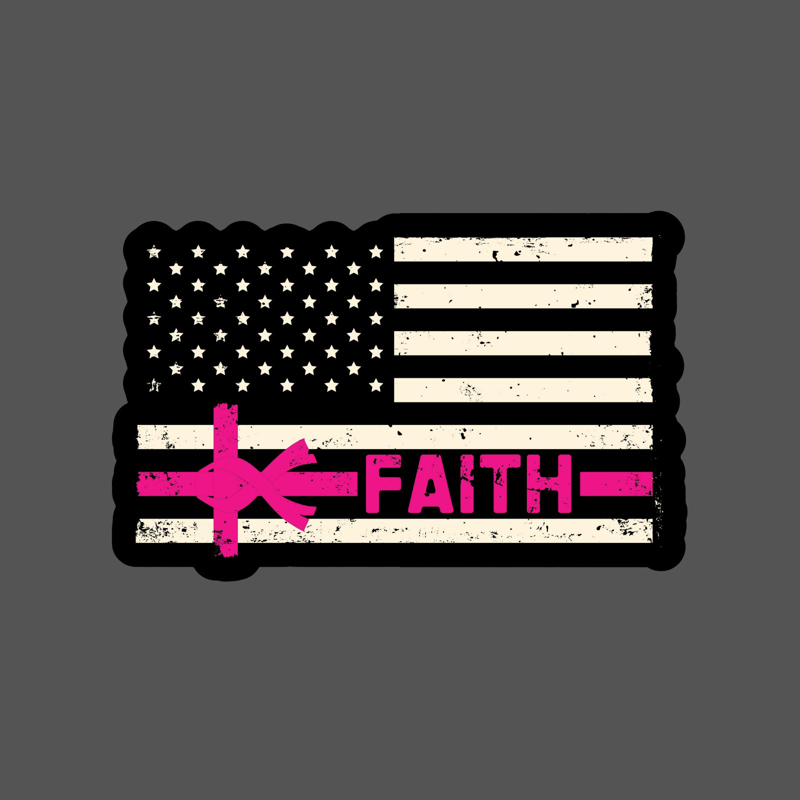 Cancer sticker vinyl decal awareness support faith breast cancer american flag