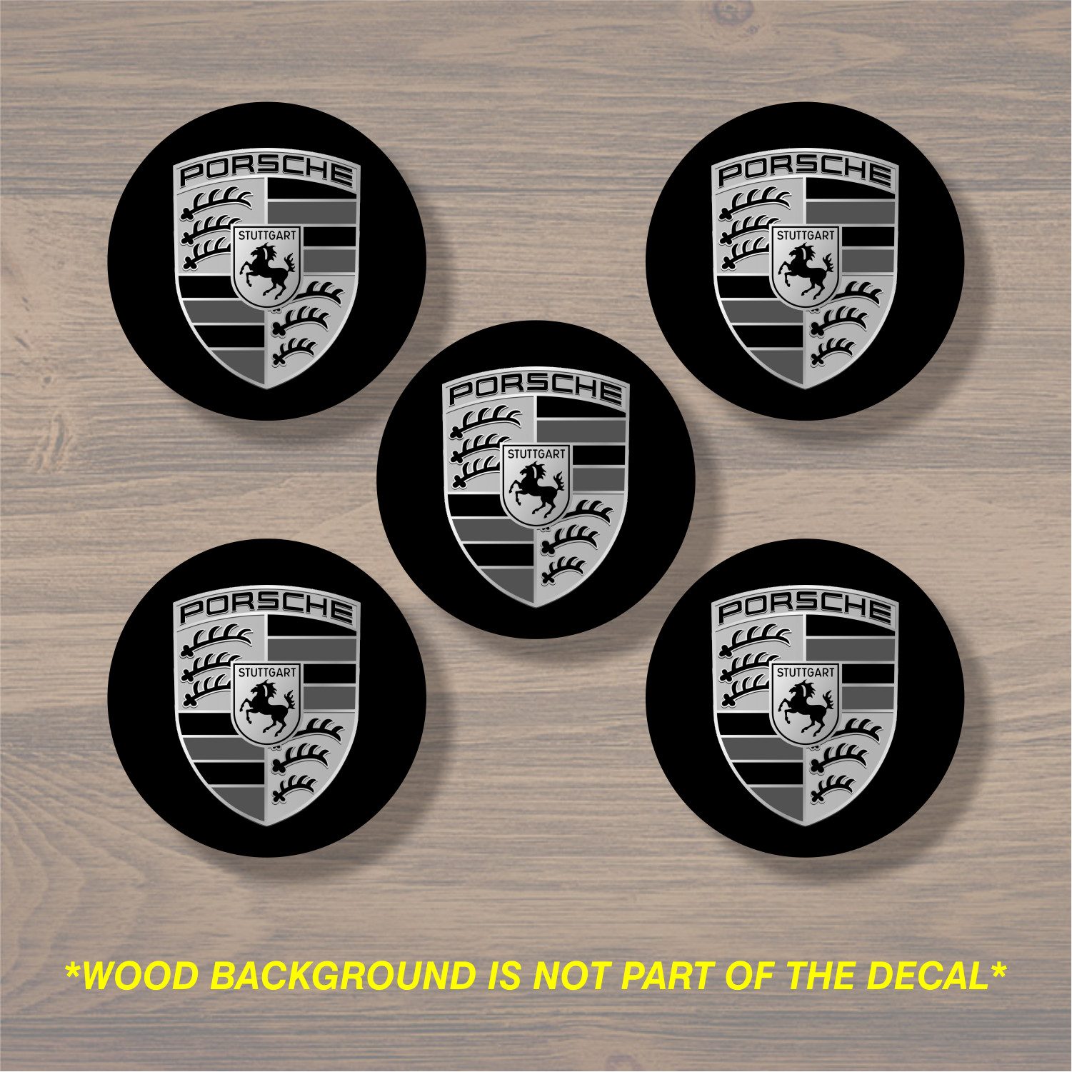 Vinyl Decal Sticker Overlays Fits Porsche Wheel Center Cap x5