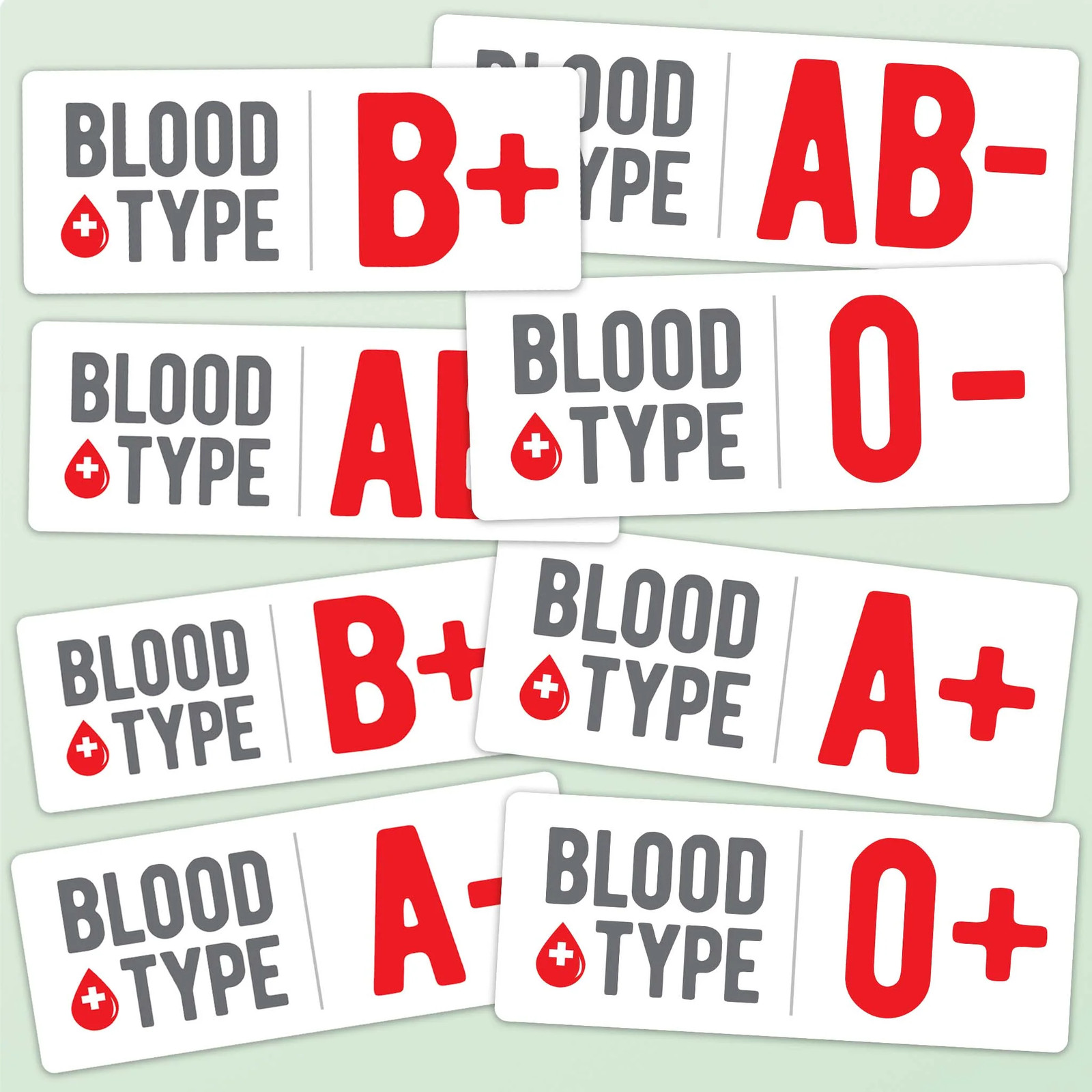 Blood Type Stickers – Set of 3 Mini Helmet Decals