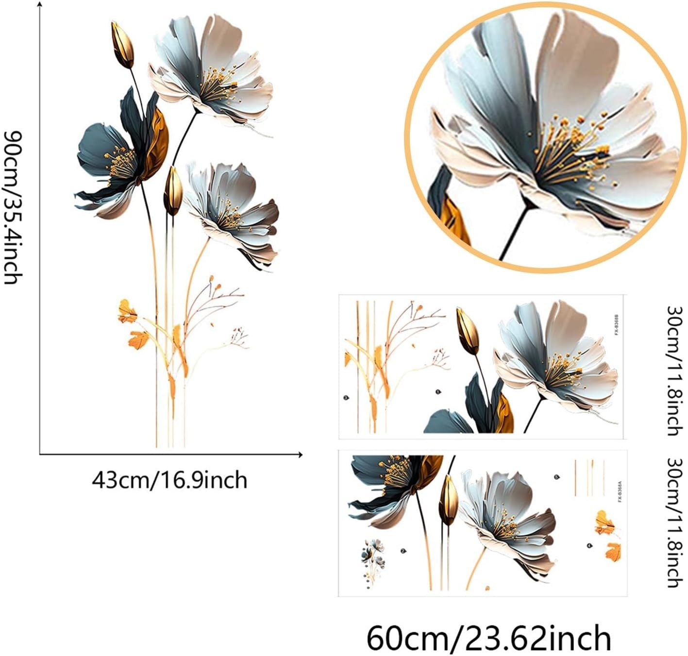 Reusable Gold Floral Wall Art Murals – Perfect for Girls’ Bedrooms & Nurseries