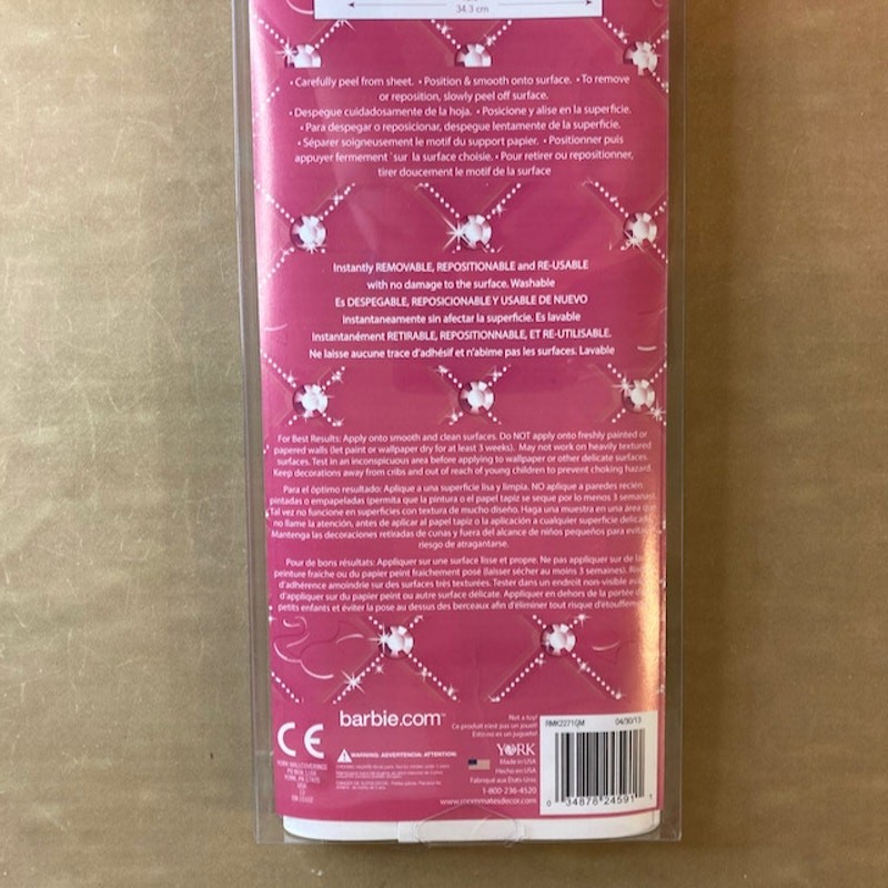 Roommates Decor Barbie Peel-and-Stick Removable Wall Decals (2013) New in Box
