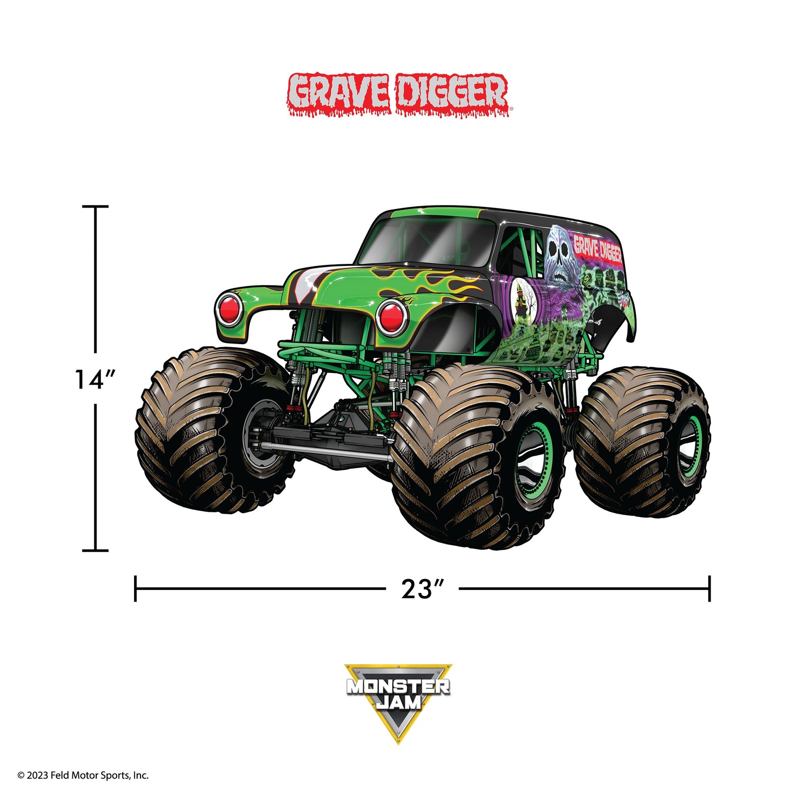 Monster Jam Wall Decals – 23" Grave Digger Wall Stickers with 3D Augmented Re…