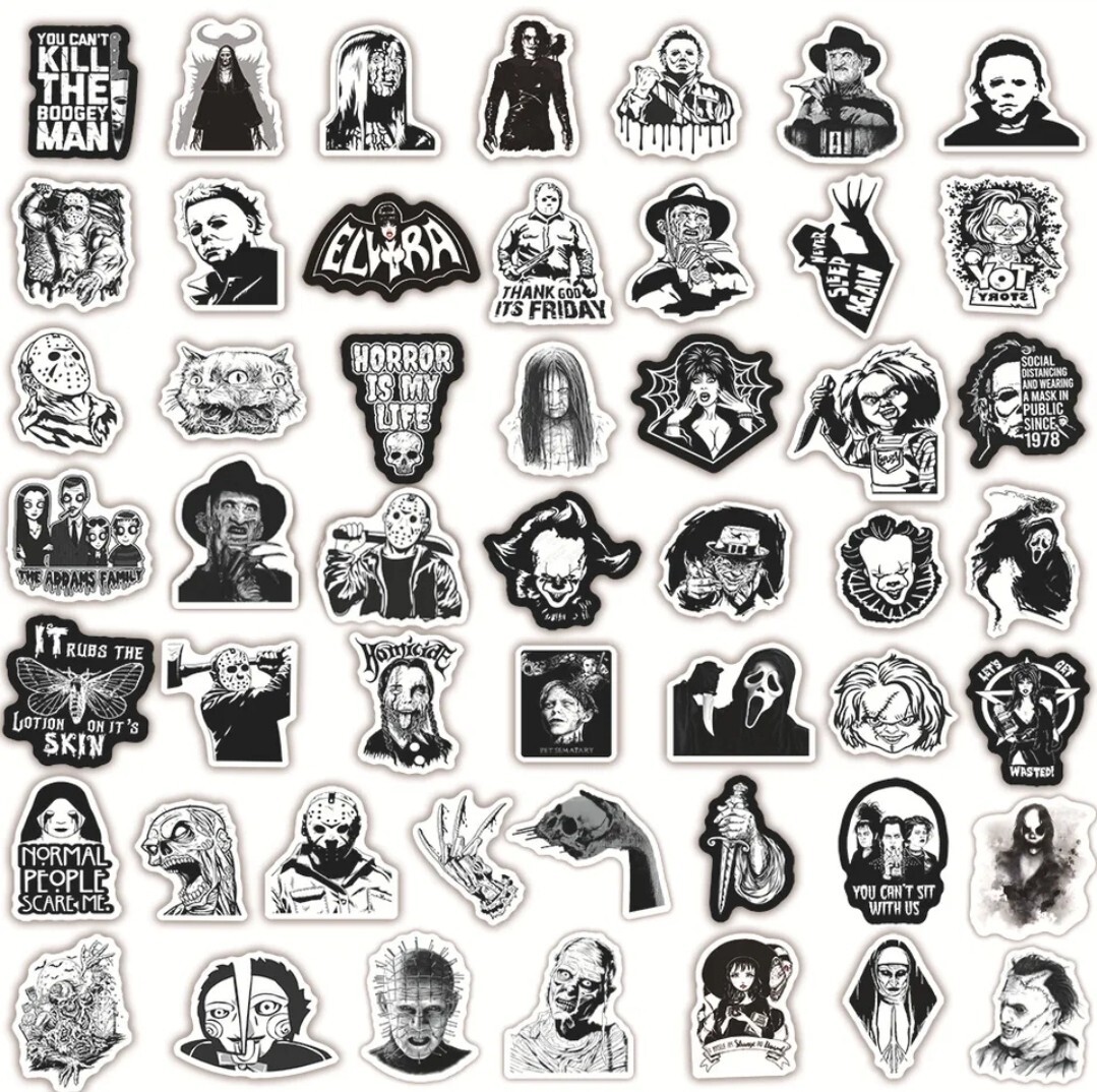 10 Pc Scary Movie Stickers Collection Random Assortment ST3