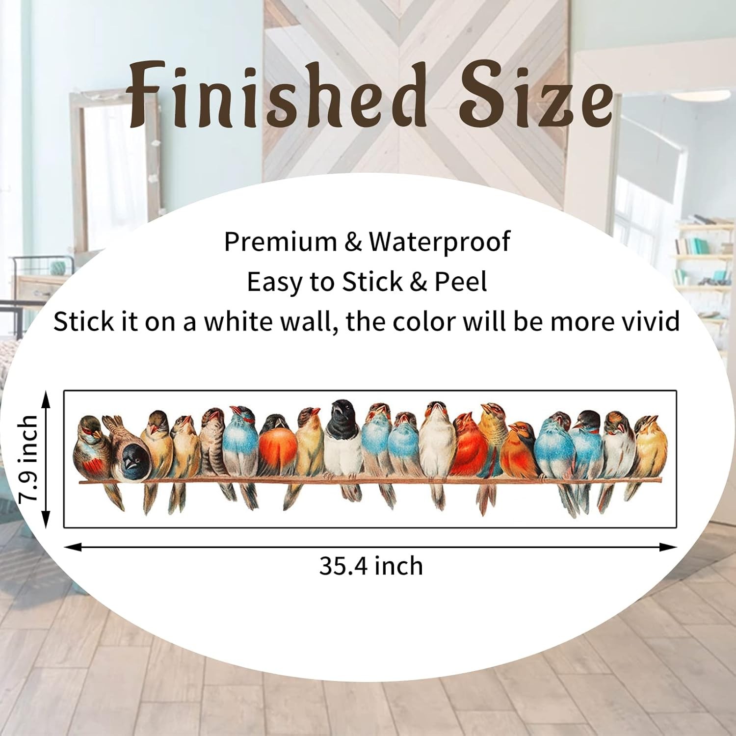 Watercolor Bird on Wire Wall Decals Removable